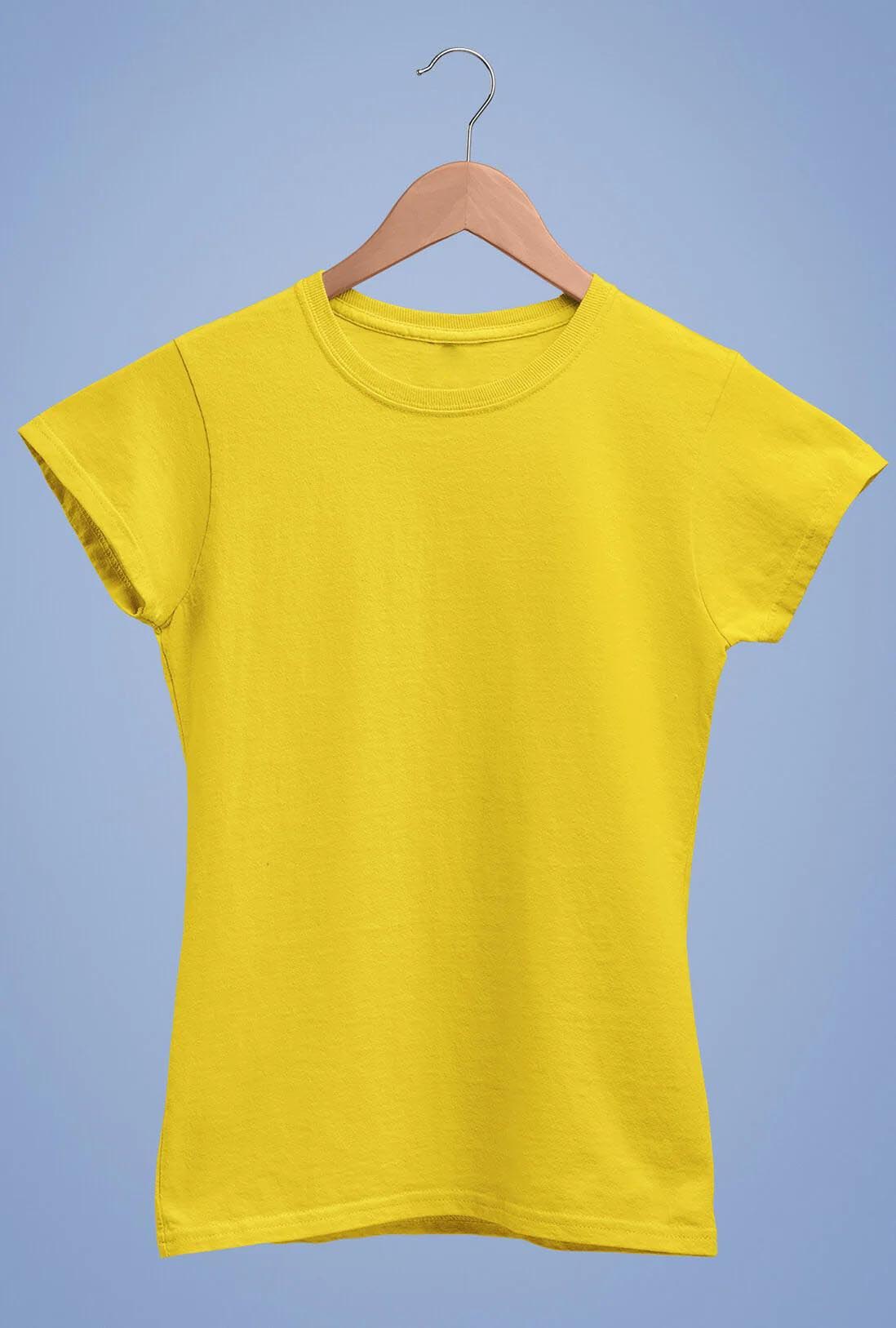 Women's Cheerful Yellow Cotton T-Shirt