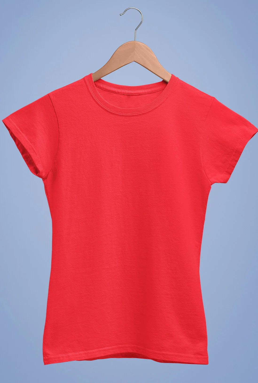 Women's Scarlet Red Cotton T-Shirt