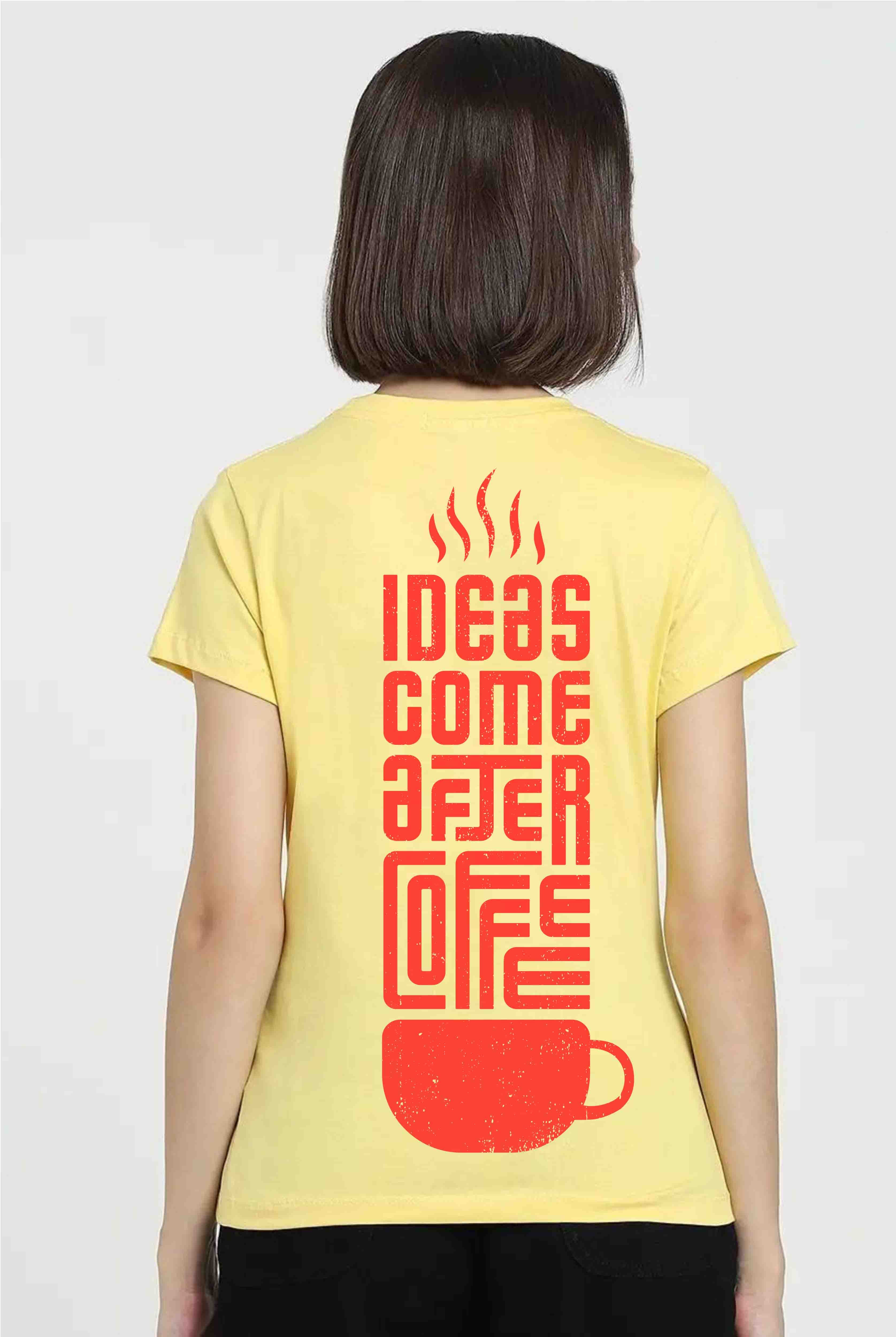 Idea Comes Women's Light Yellow Cotton T-shirt