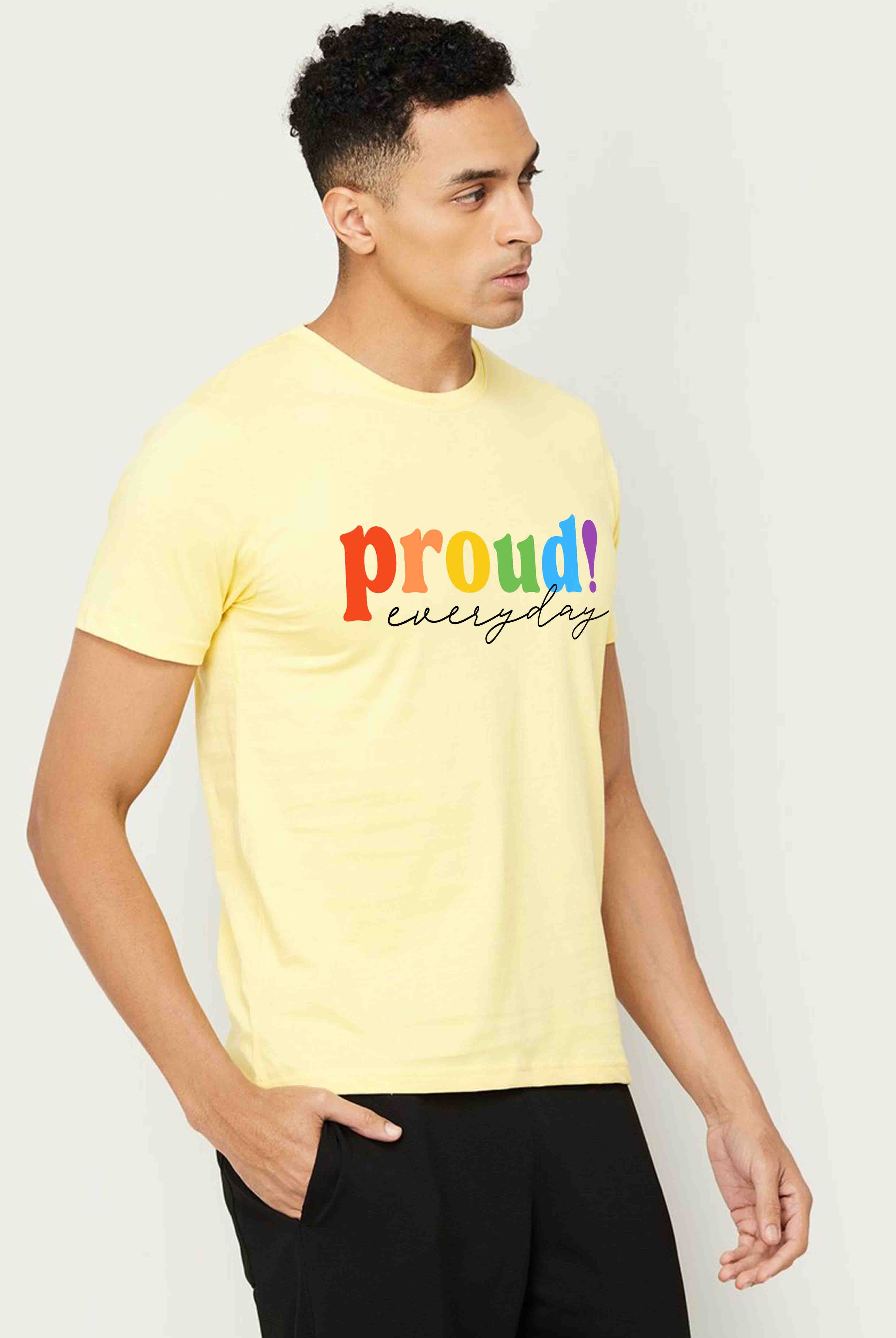 Proud Light Yellow Cotton T-Shirt