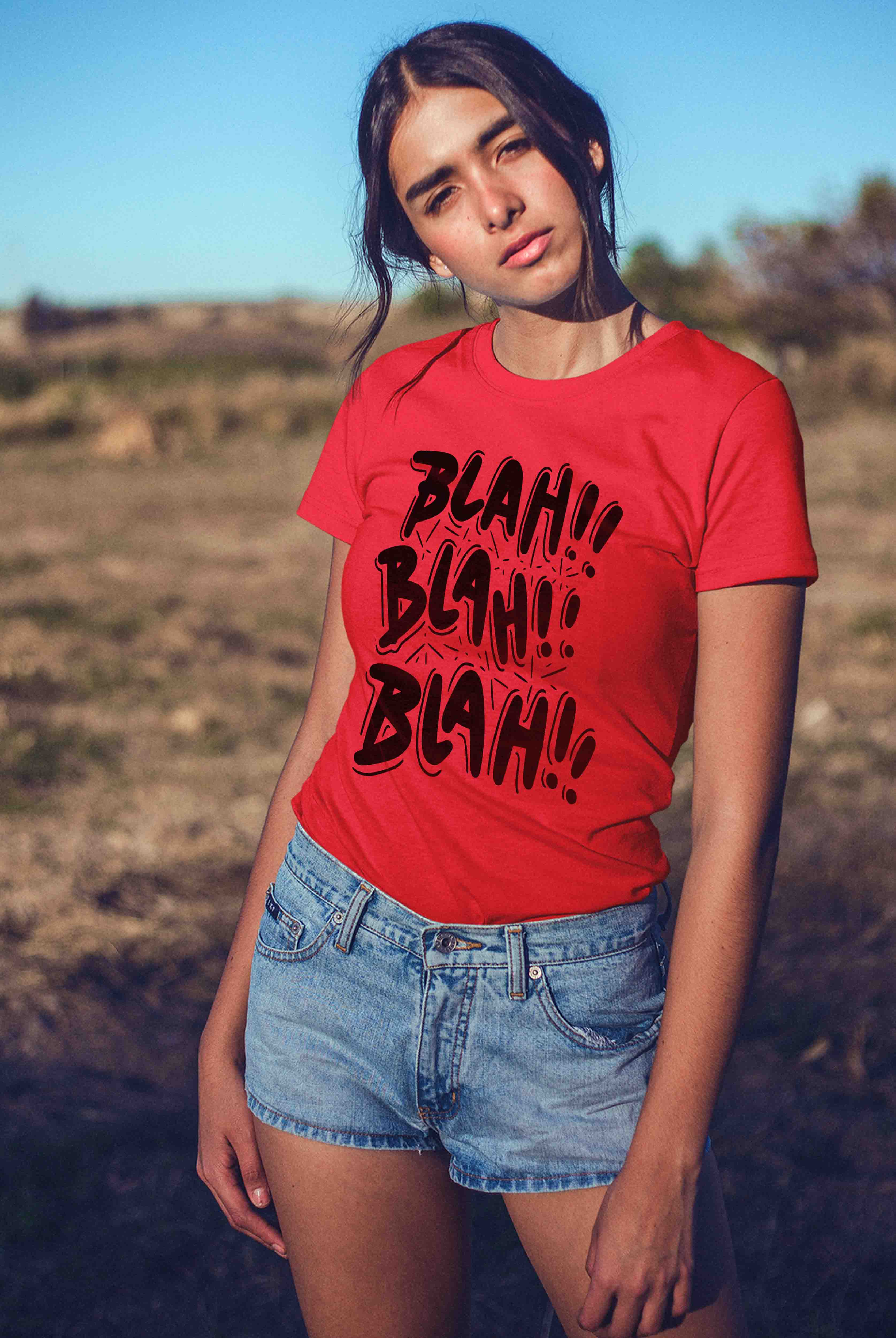 Blah Women's Scarlet Red Cotton T-Shirt