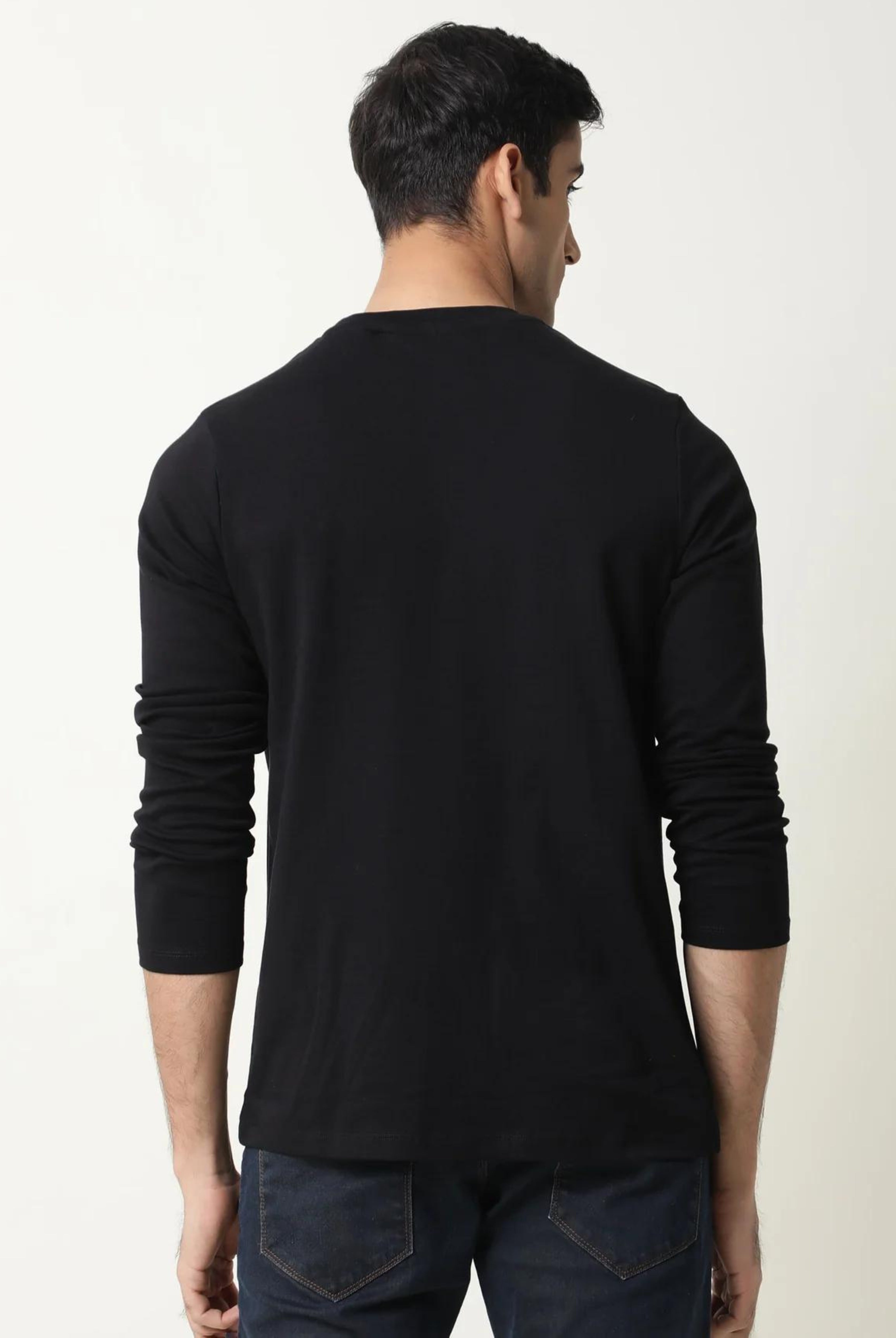 Men's Black Full Sleeve T-Shirts