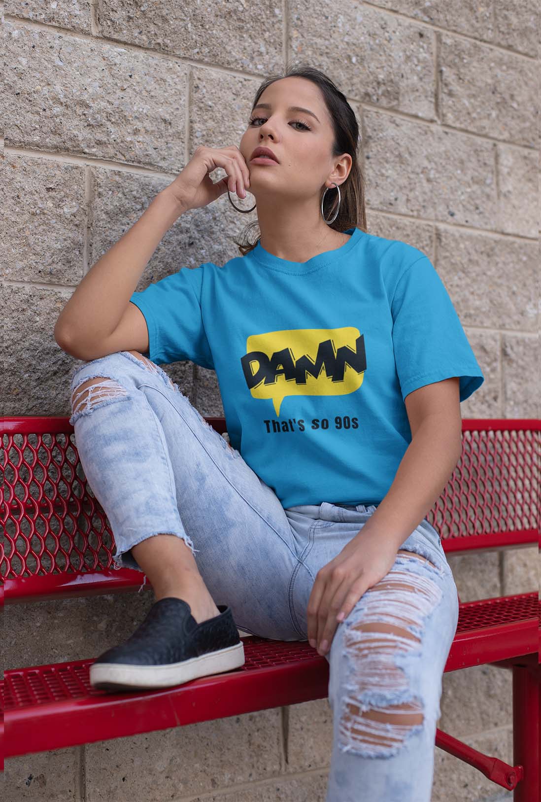Damn Women's Electric Blue Cotton T-Shirt
