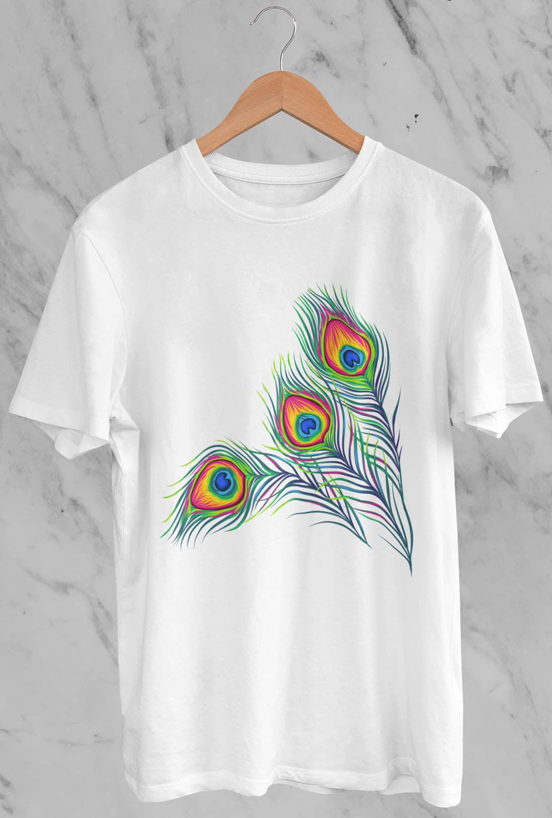 Feathers Women's White Cotton T-Shirt