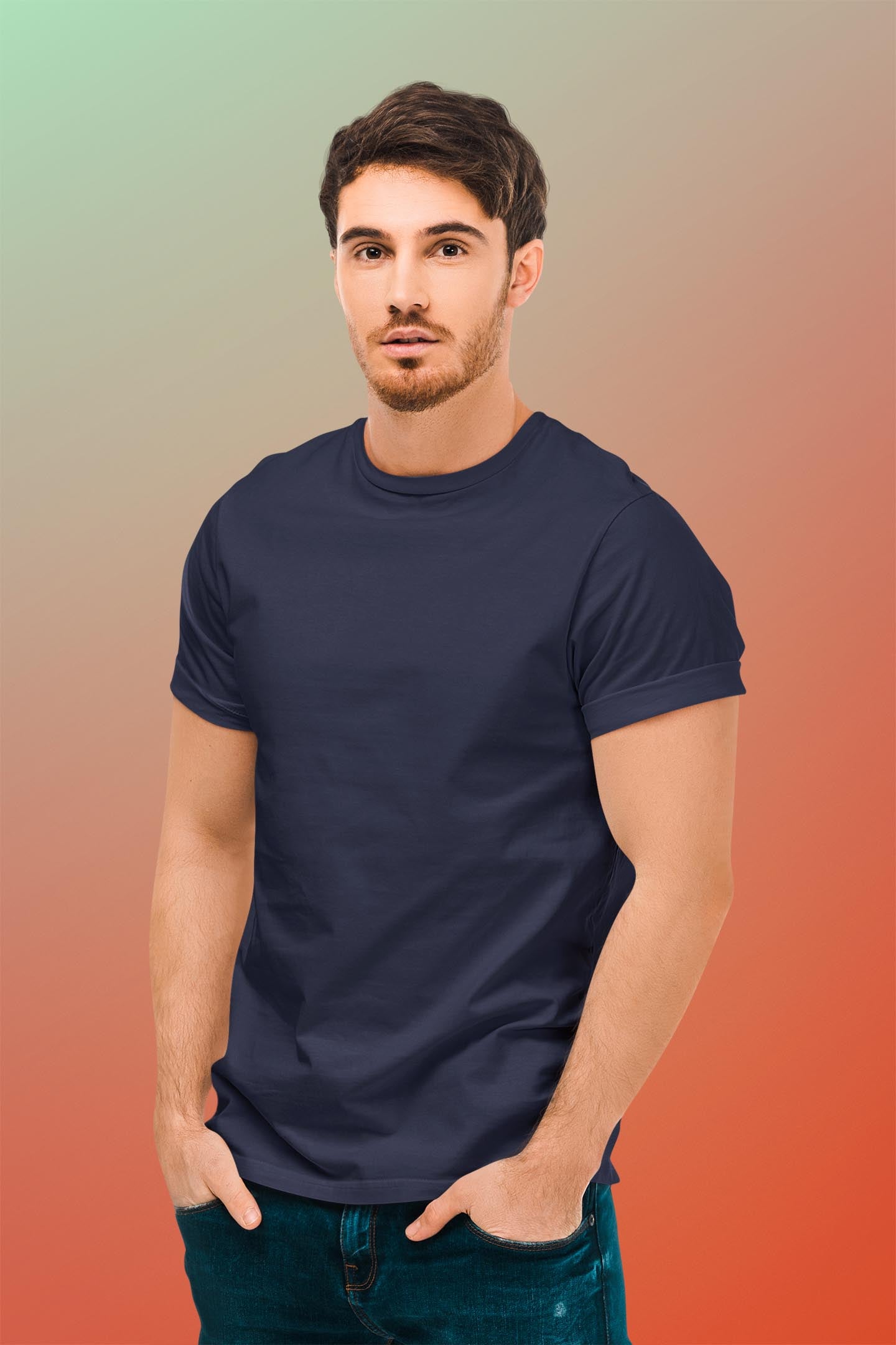Men's Navy Blue Cotton T-Shirt