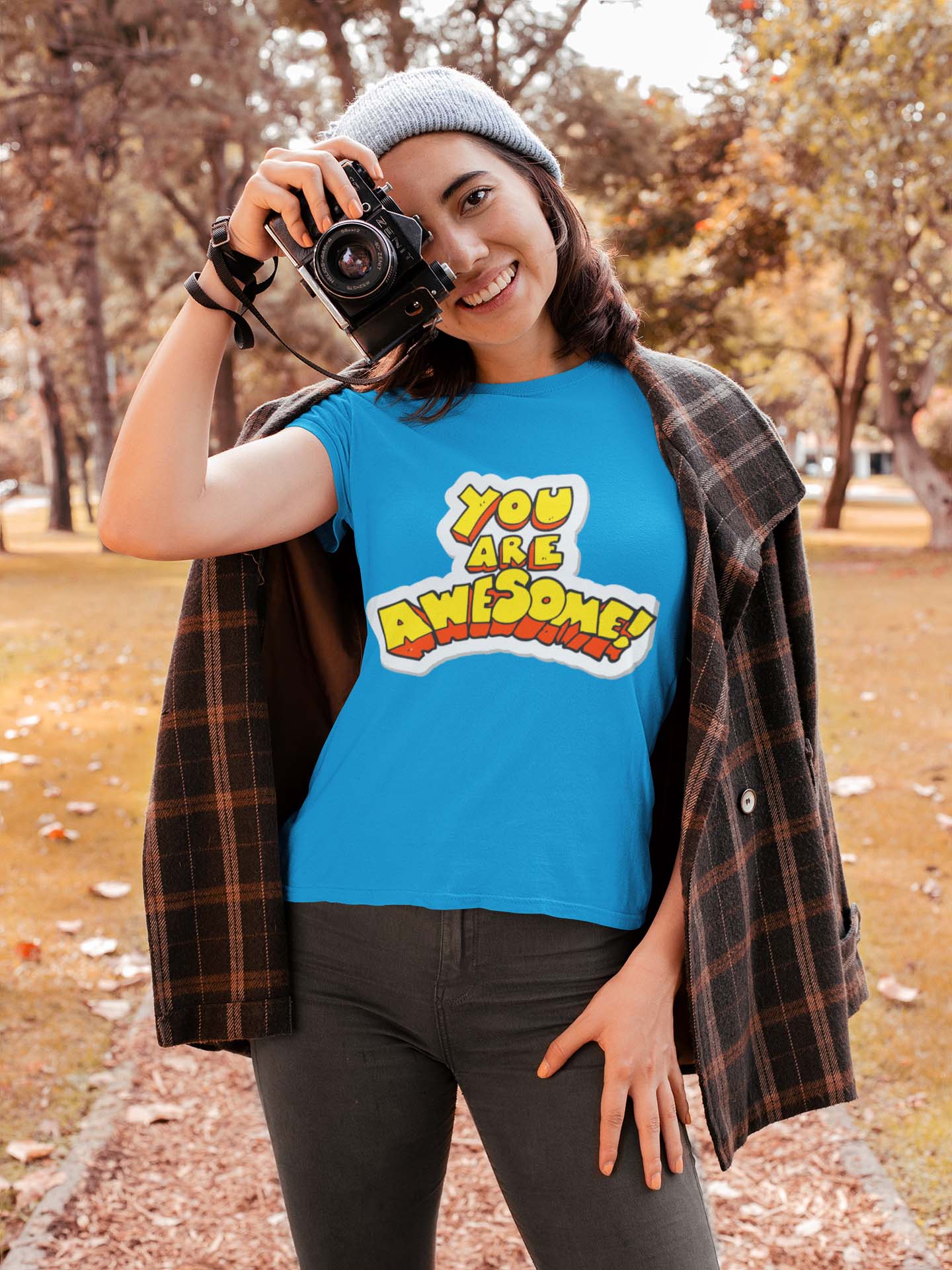Awesome Women's Electric Blue Cotton T-Shirt