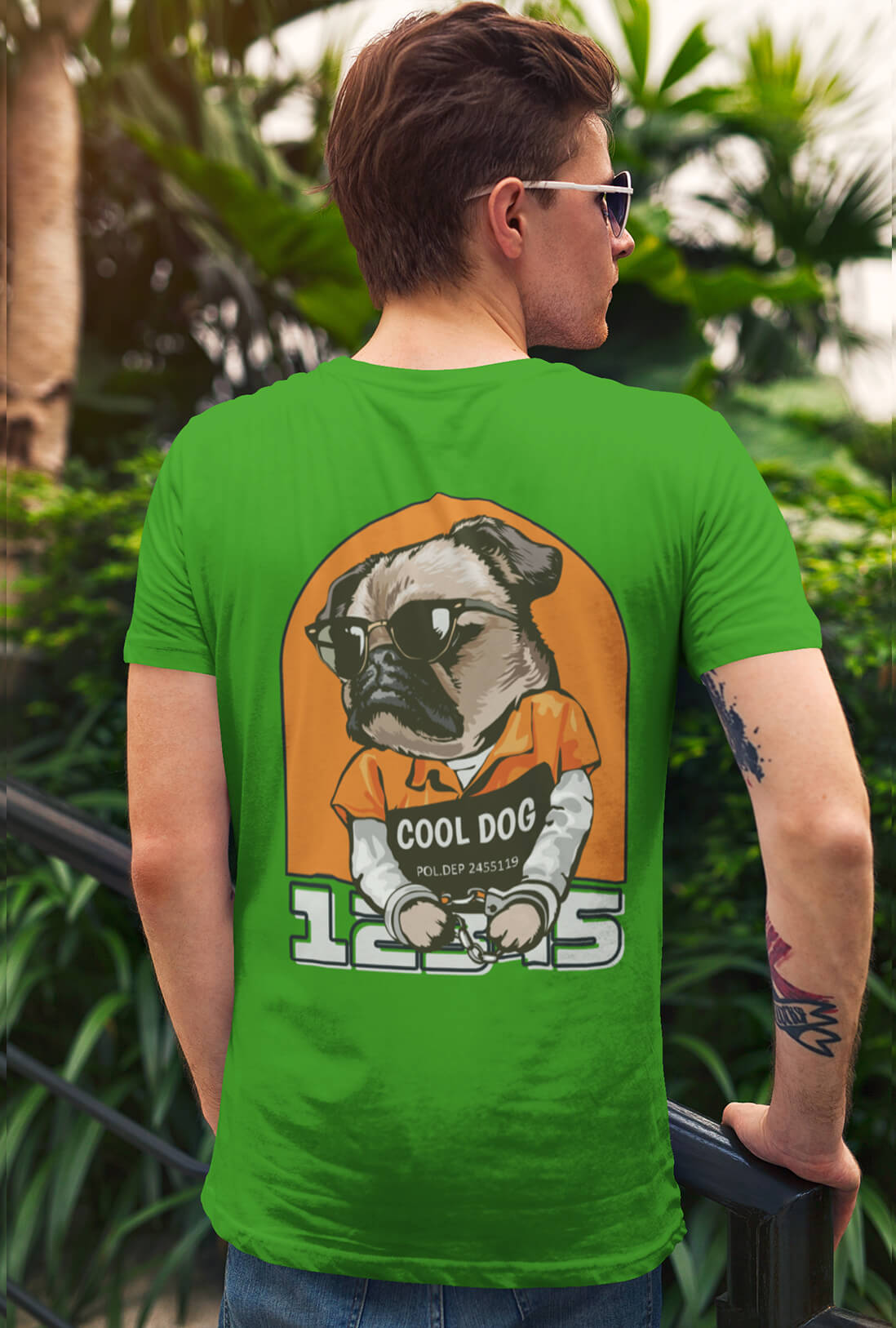 Cool Dog Men's Back Printed T-Shirt