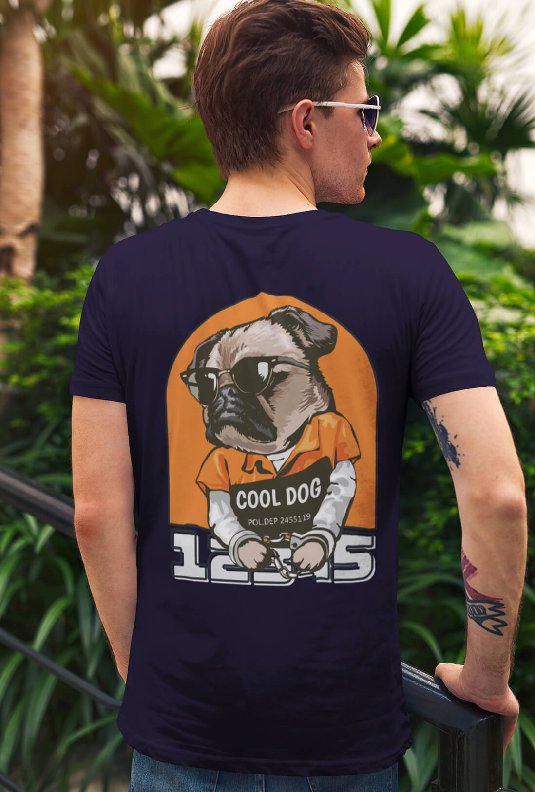 Cool Dog Men's Back Printed T-Shirt