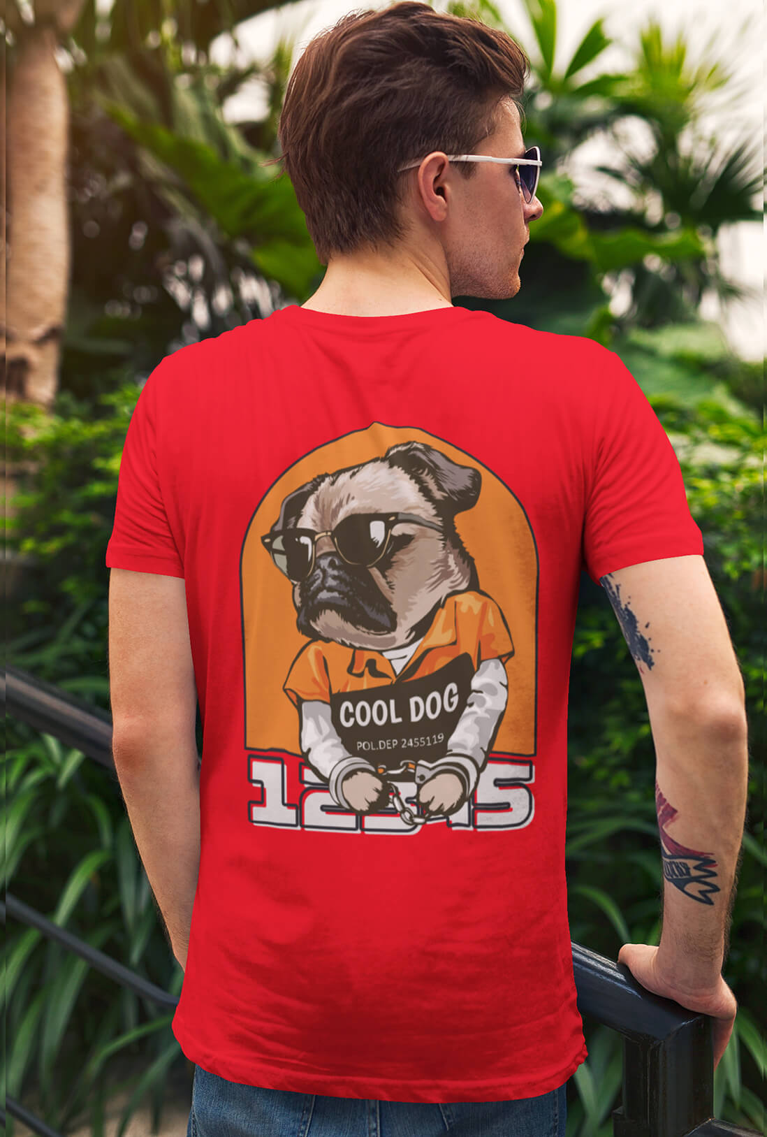 Cool Dog Men's Back Printed T-Shirt