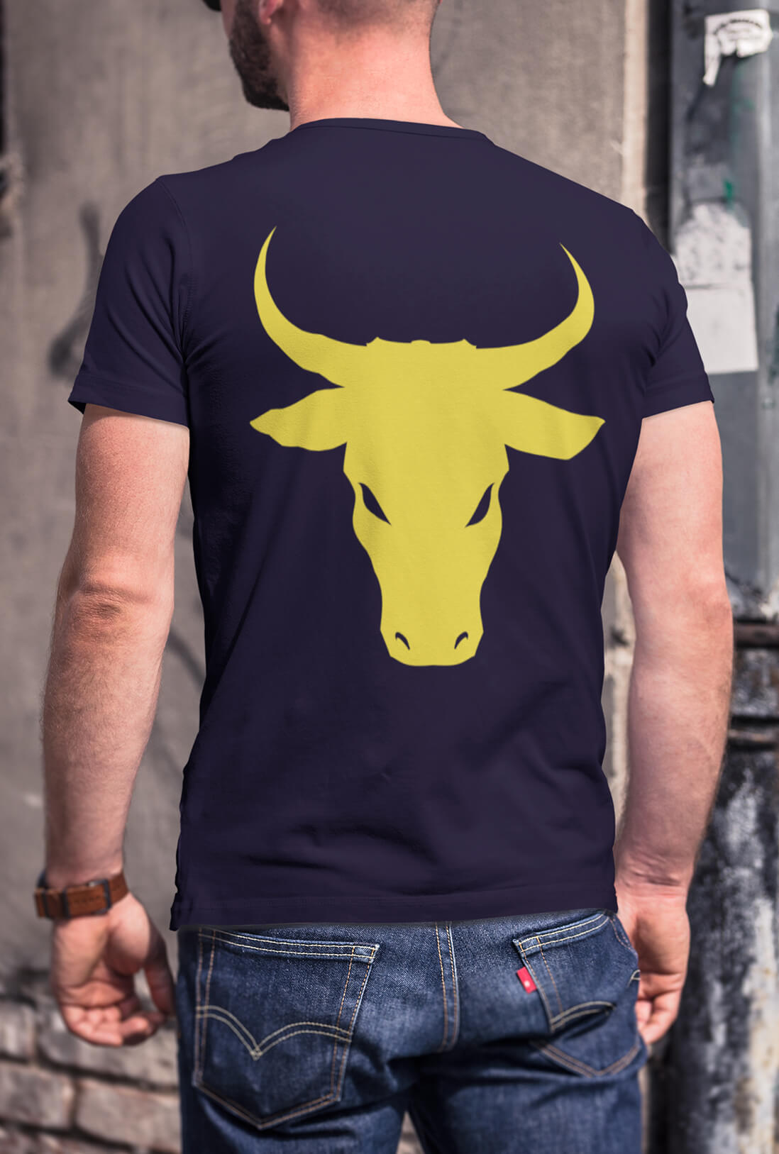 Bull Men's Back Printed T-Shirt