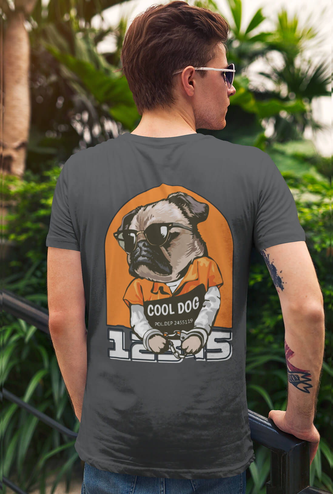 Cool Dog Men's Back Printed T-Shirt