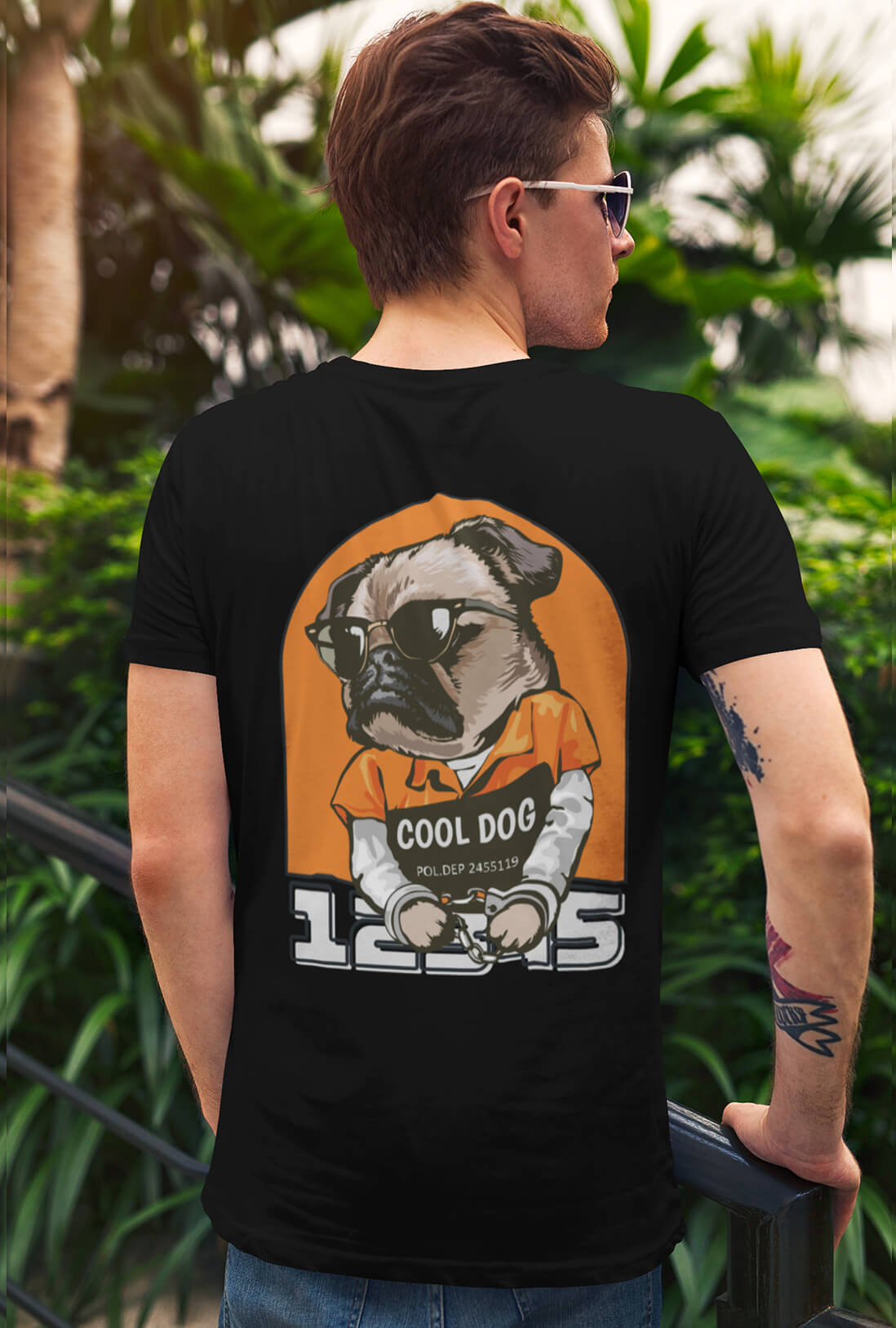 Cool Dog Men's Back Printed T-Shirt