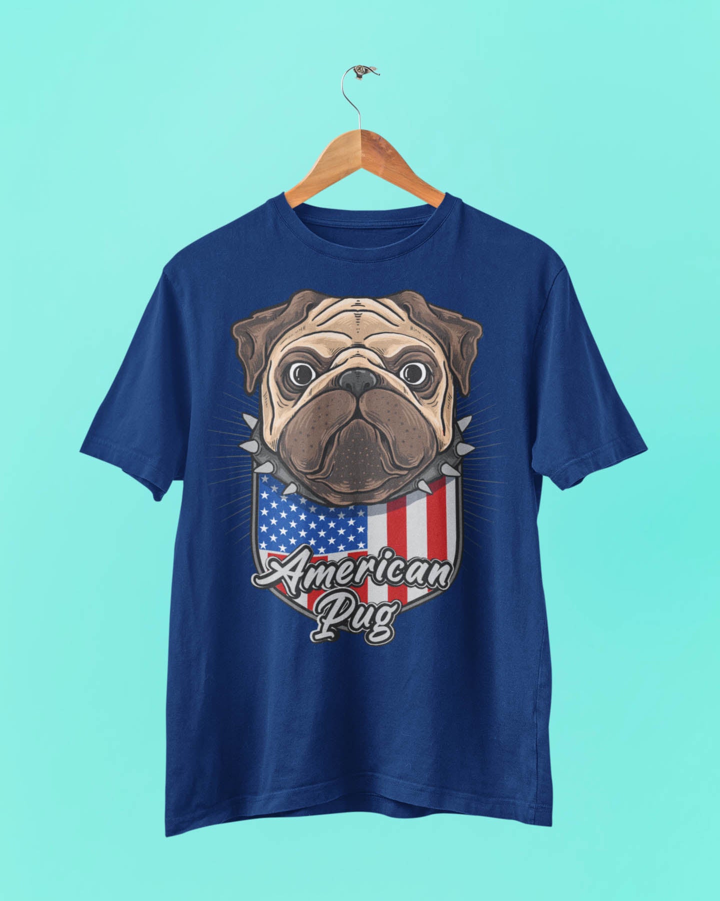 American Pug Round Neck Cotton T-Shirt