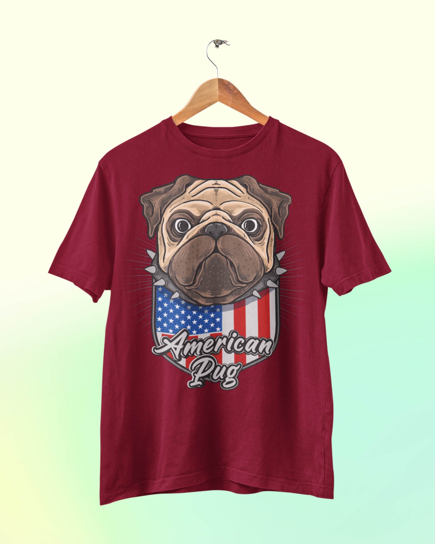 American Pug Round Neck Cotton T-Shirt