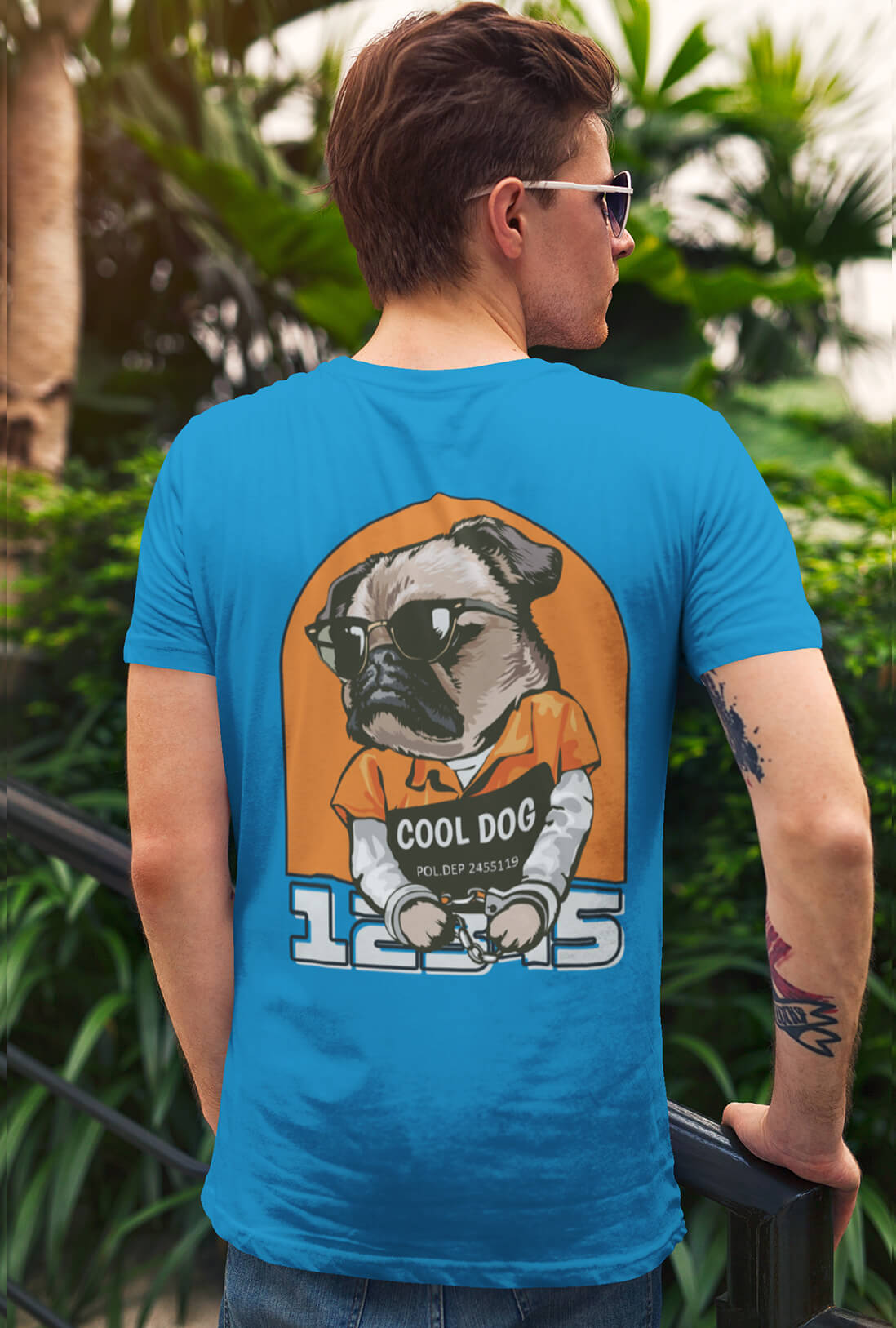 Cool Dog Men's Back Printed T-Shirt