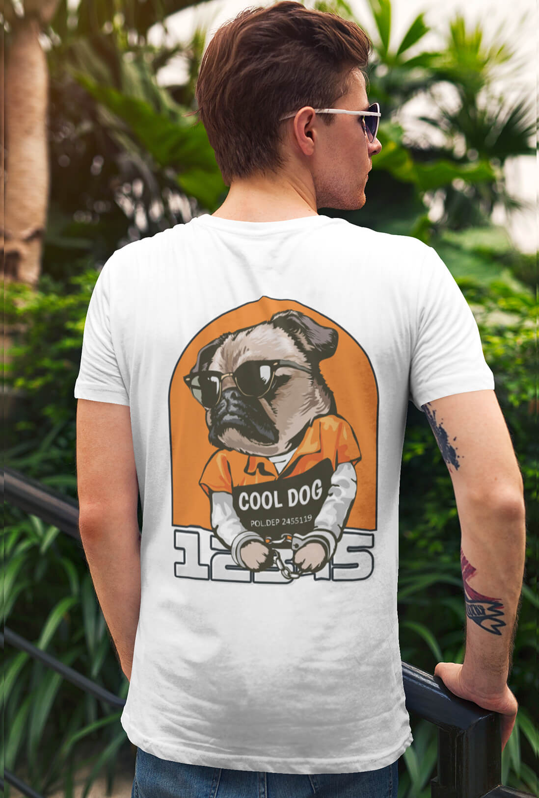 Cool Dog Men's Back Printed T-Shirt