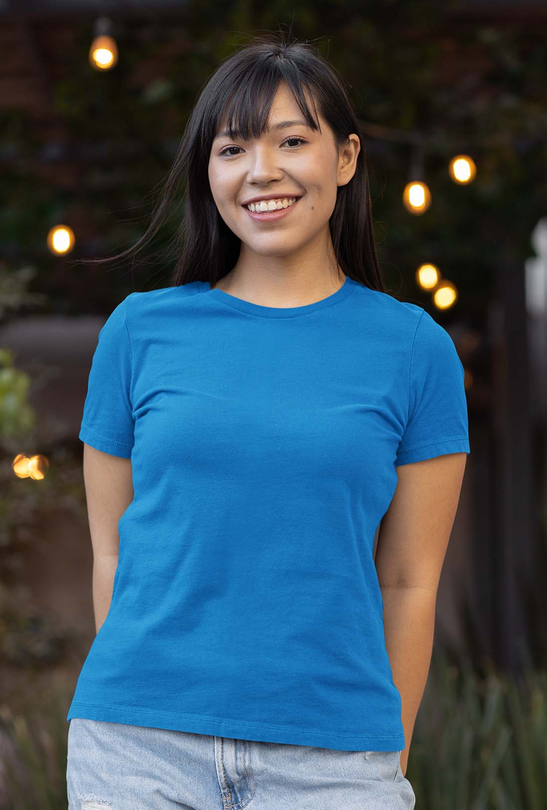 Women's Blue Cotton T-Shirt