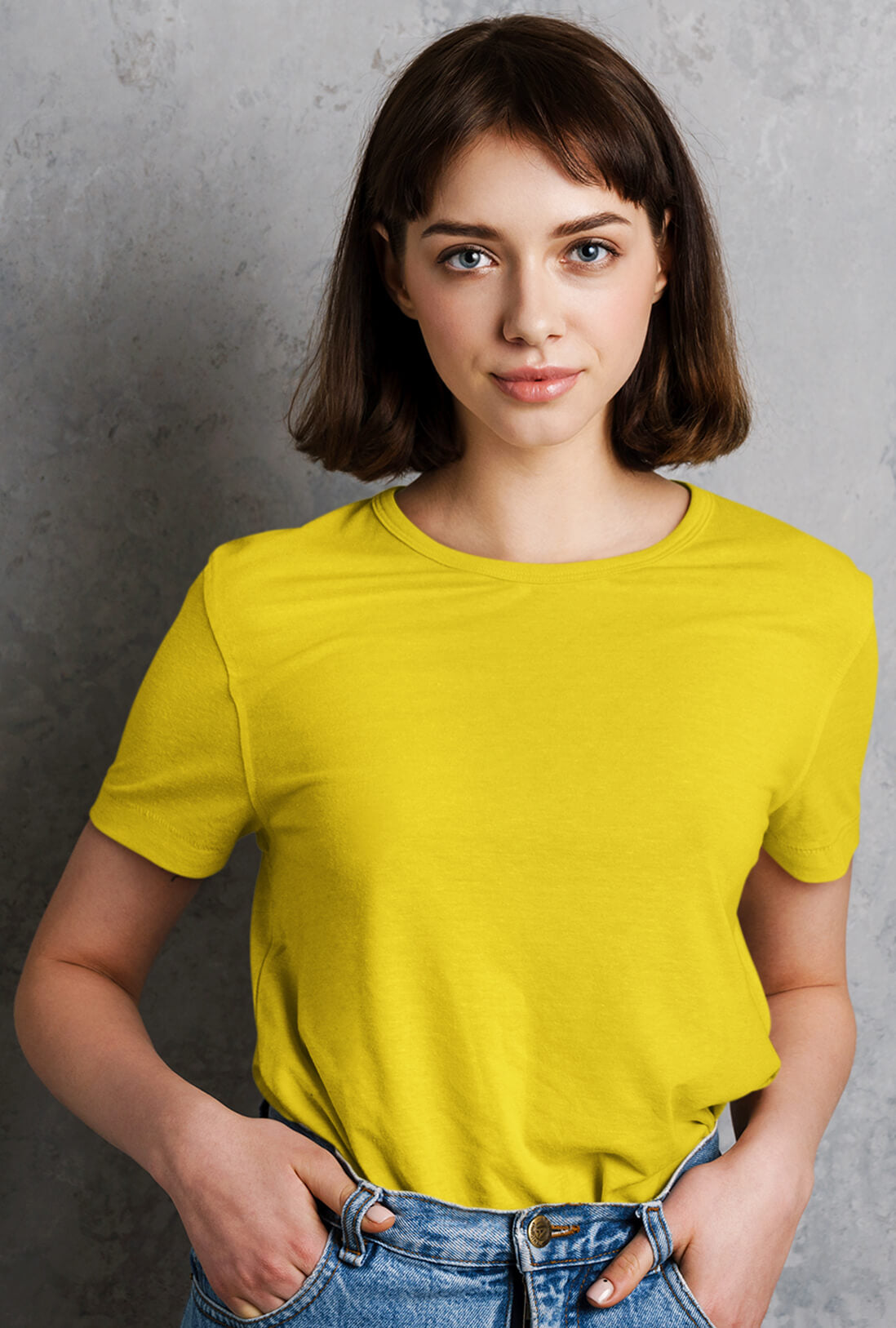 Women's Cheerful Yellow Cotton T-Shirt