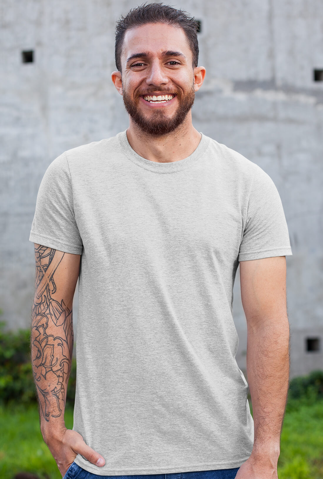 Men's Light Grey Cotton T-Shirt