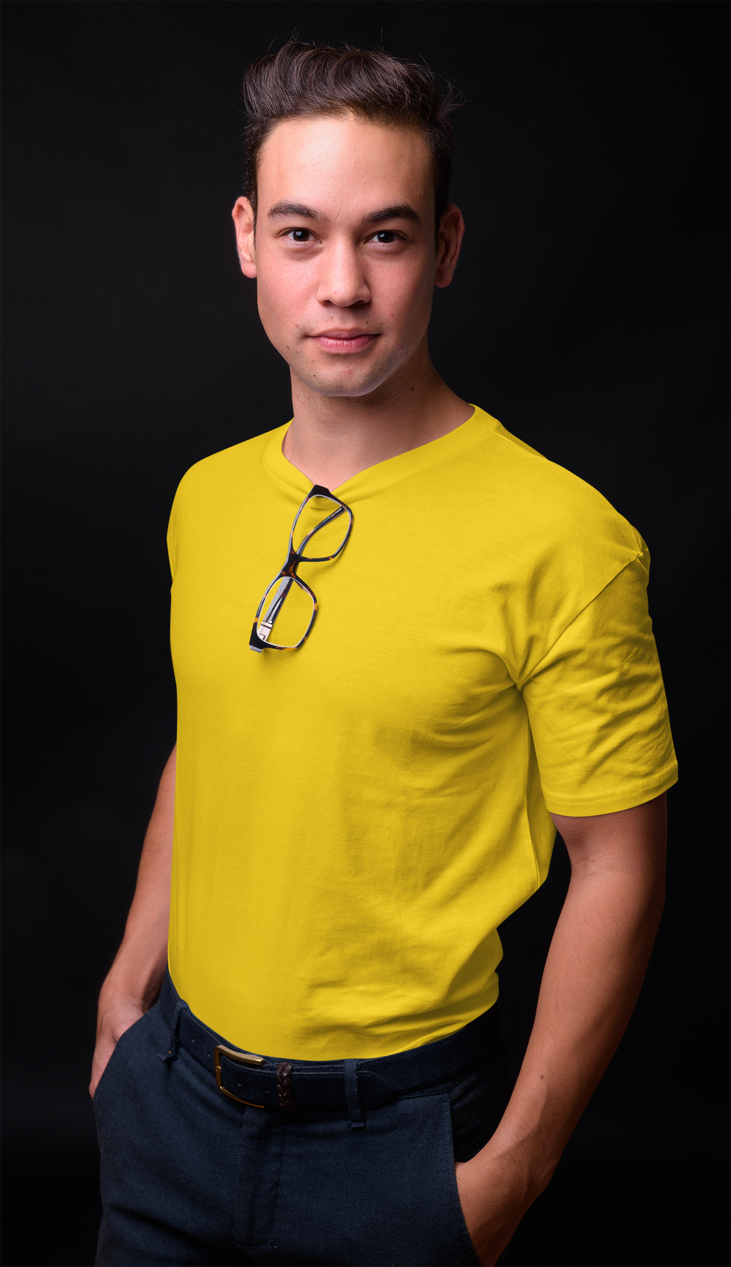 Men's Cheerful Yellow Cotton T-Shirt