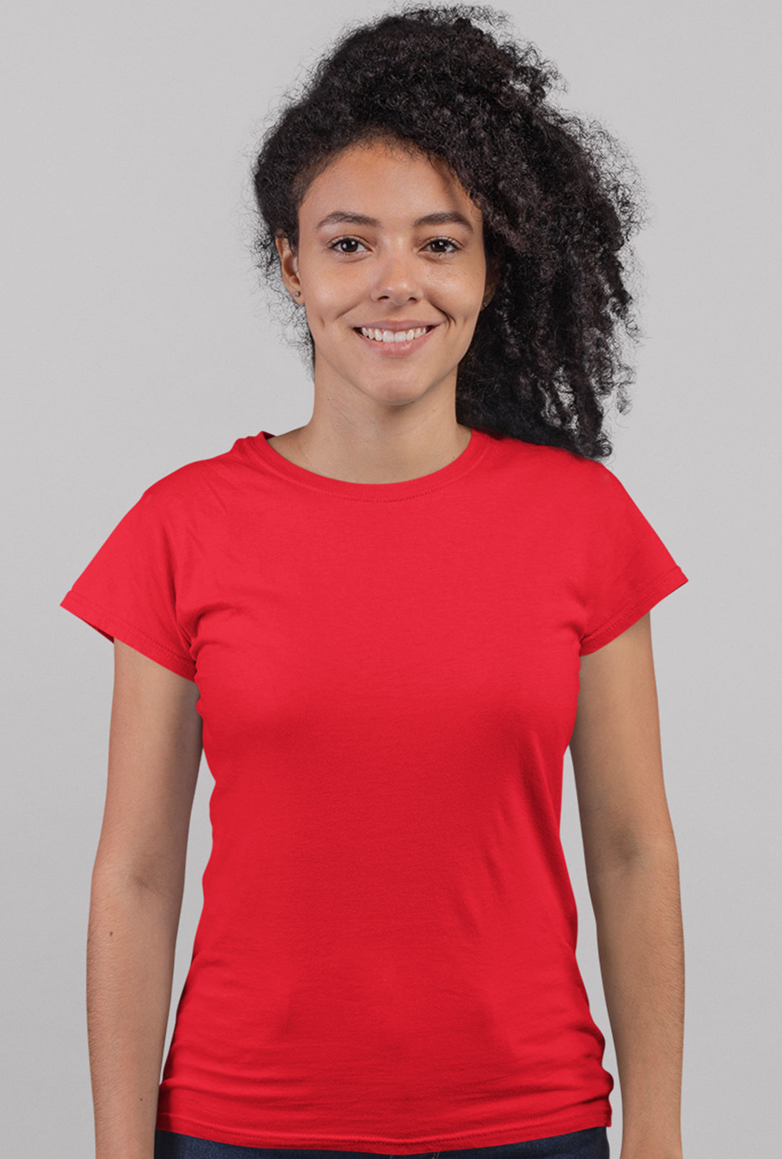 Women's Plain Scarlet Red Cotton T-Shirt