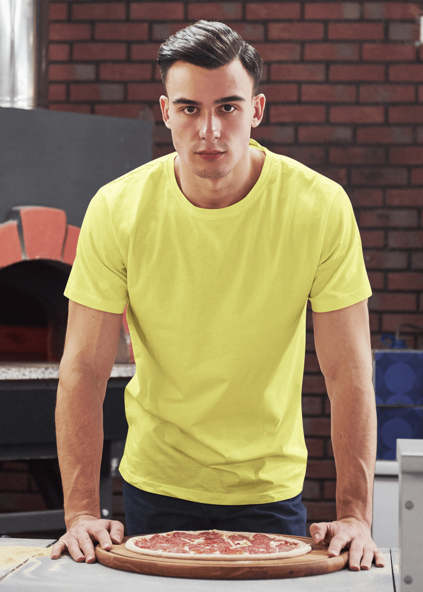 Men's Light Yellow Cotton T-Shirt