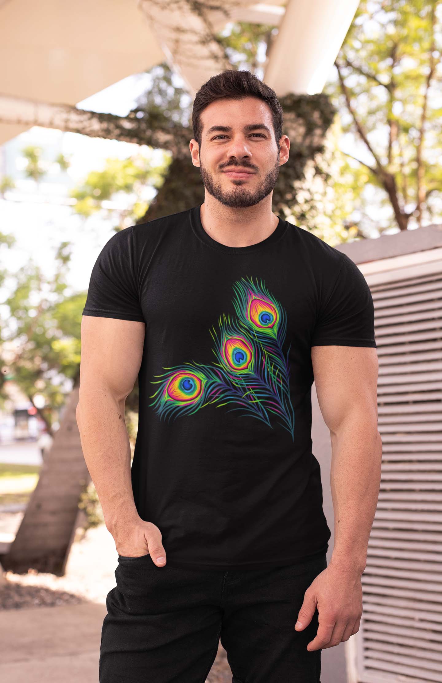 Peacock Feather's Men's Cotton T-Shirt
