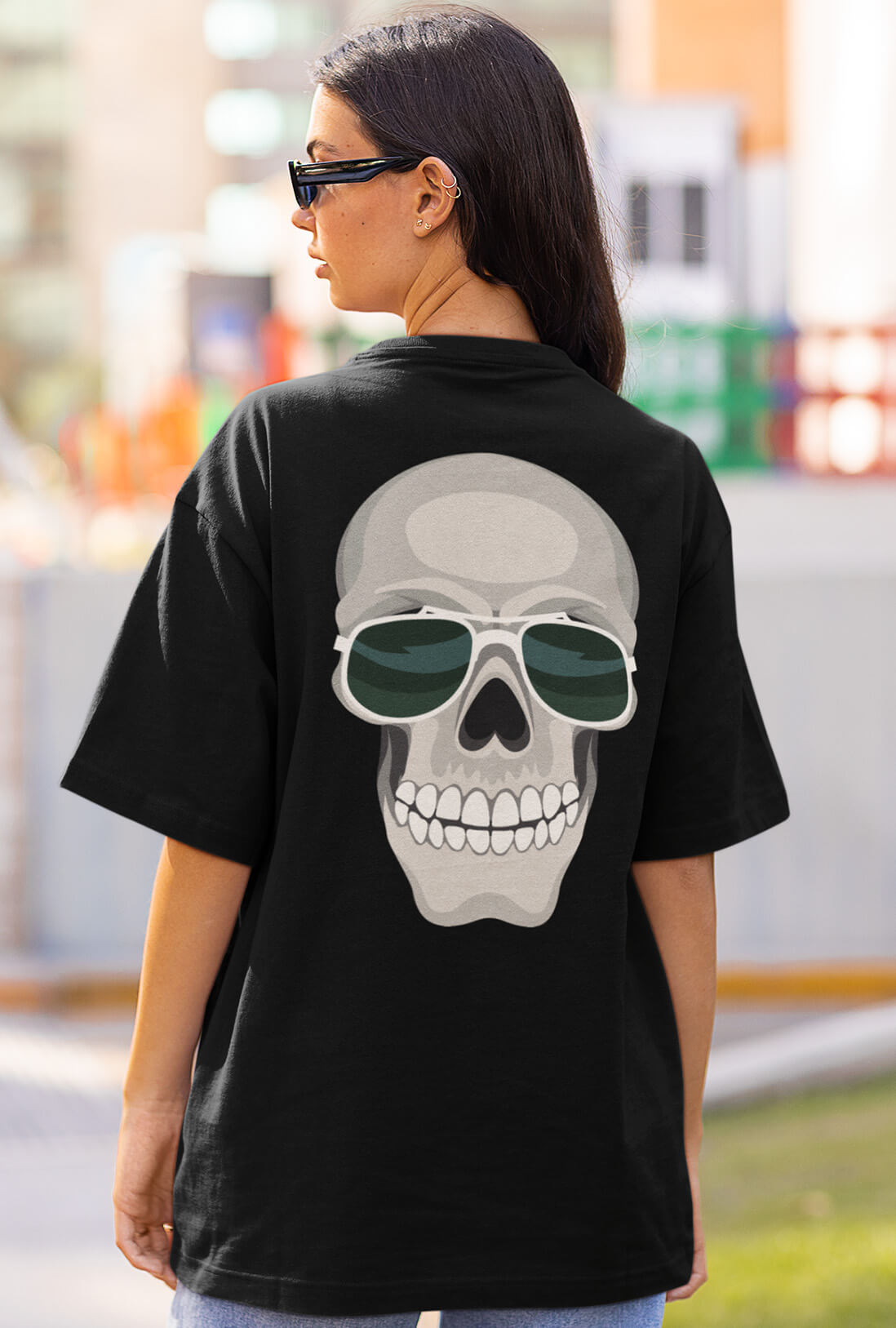Skull Women's Back Print Oversized T-Shirt