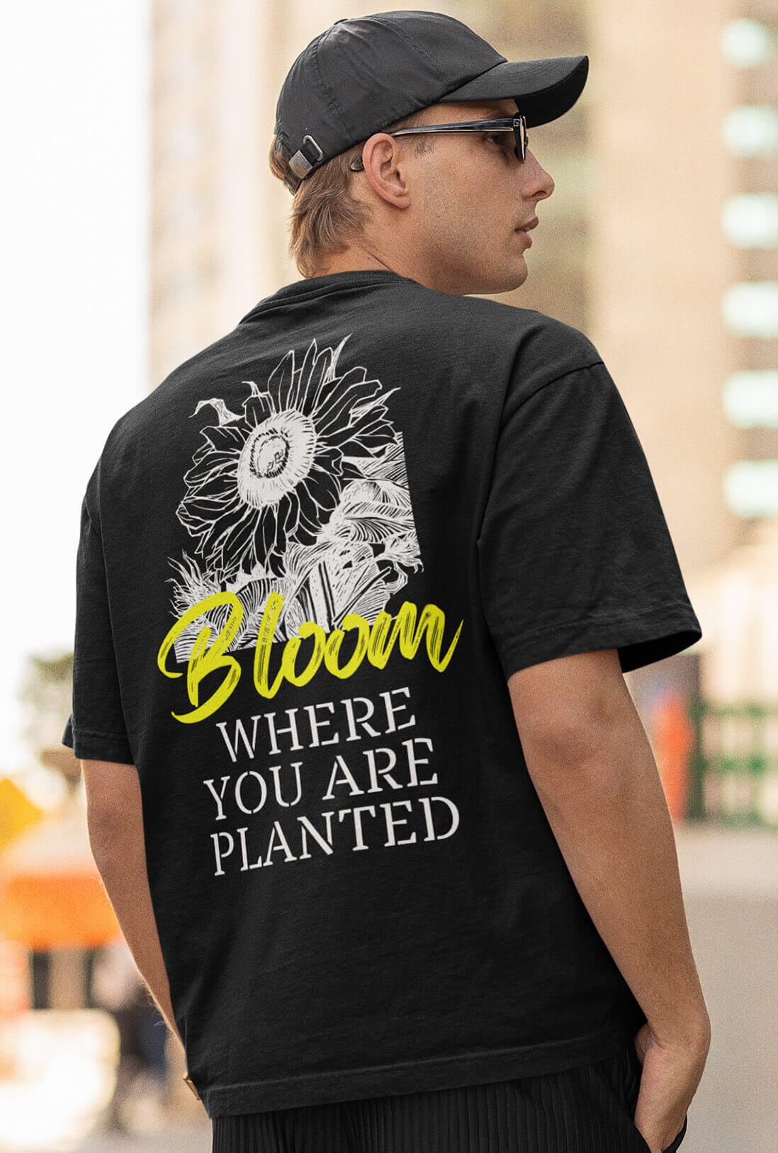 Bloom Men's Back Print Oversized T-Shirt