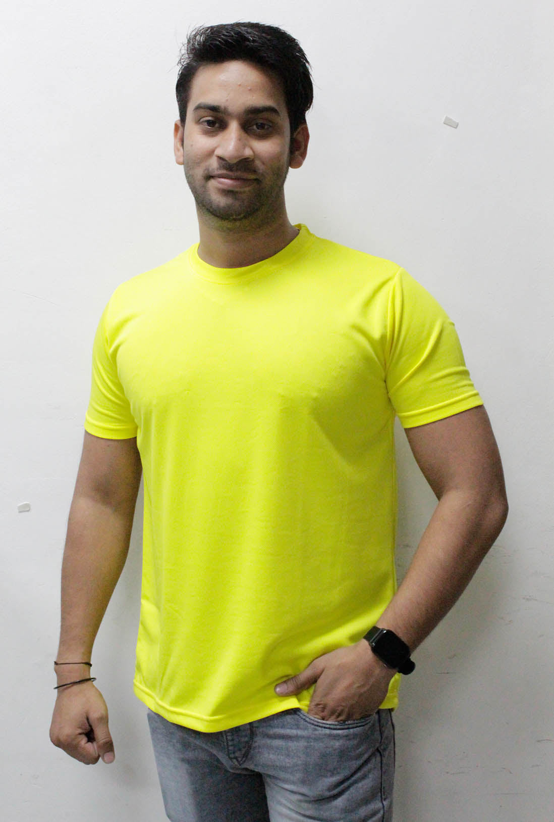 Men's Lemon Yellow Active Wear T-Shirt