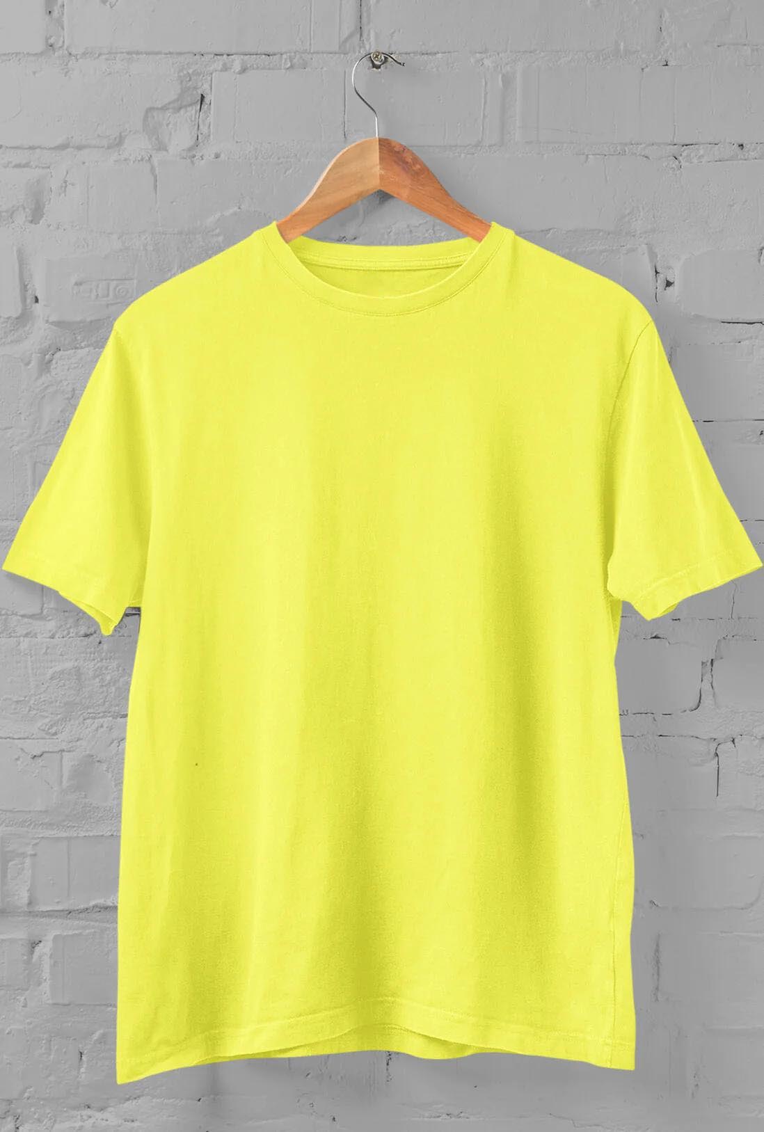 Men's Light Yellow Cotton T-Shirt