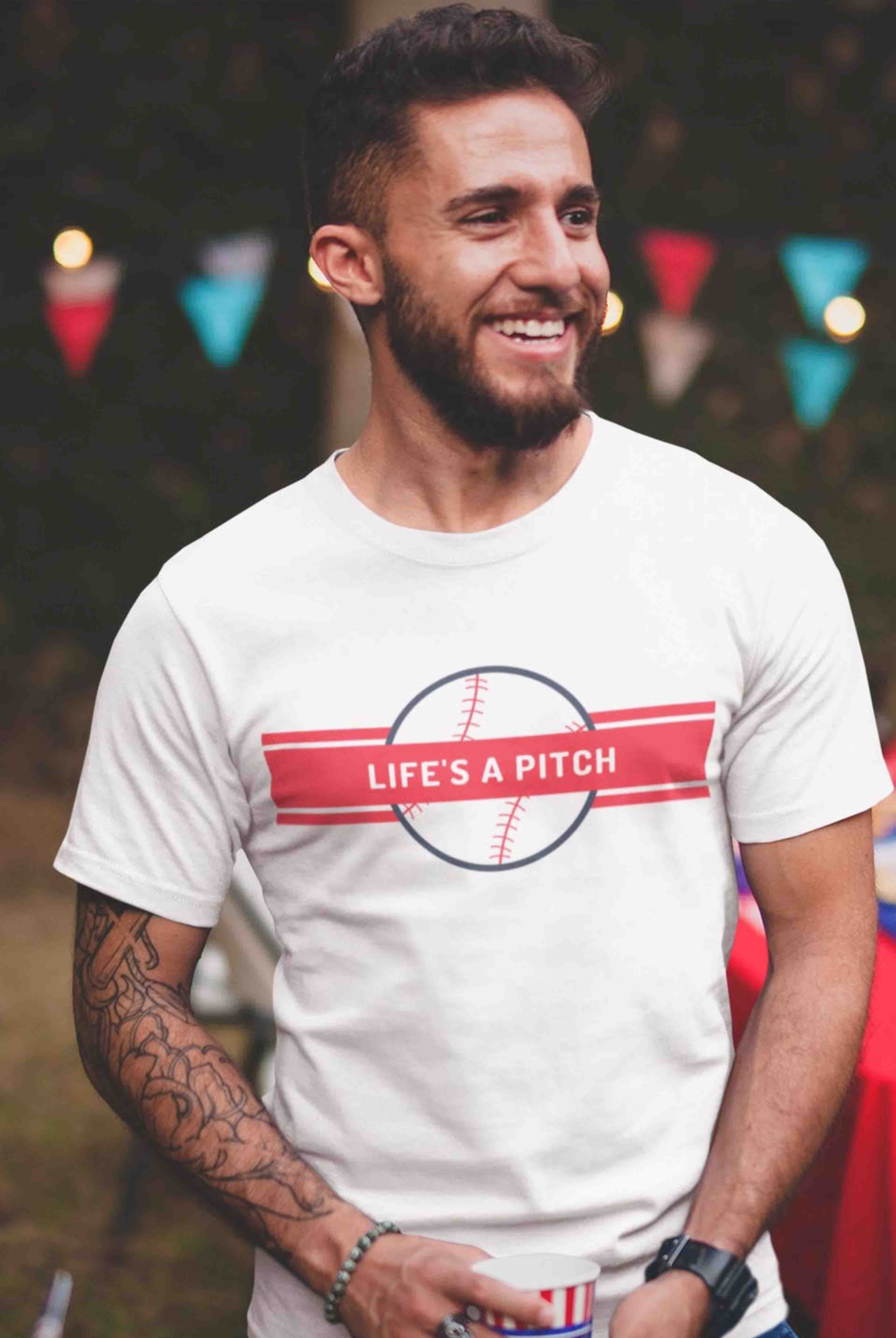 Life Is A Pitch Men's Cotton T-Shirt