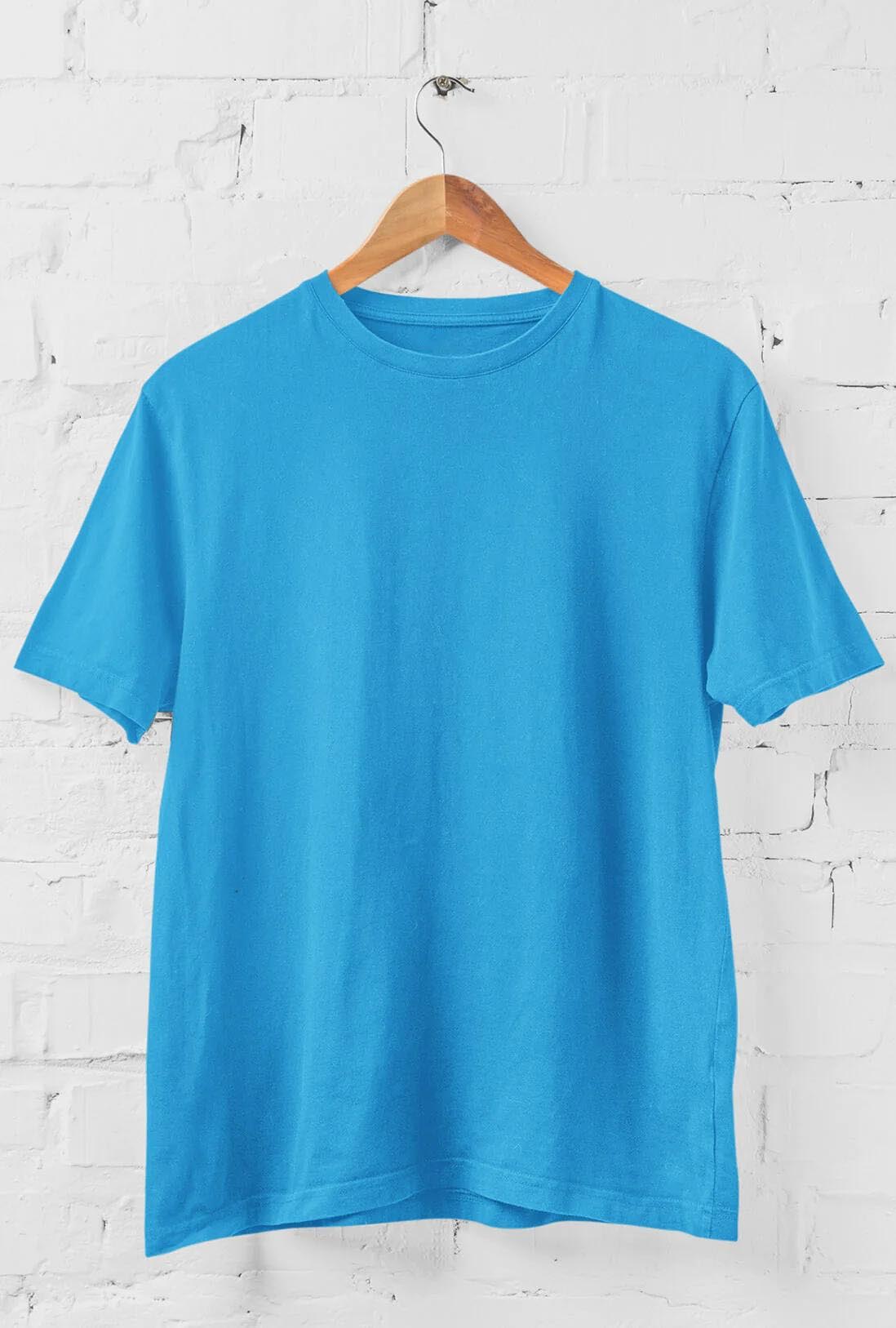 Men's Electric Blue Cotton T-Shirt