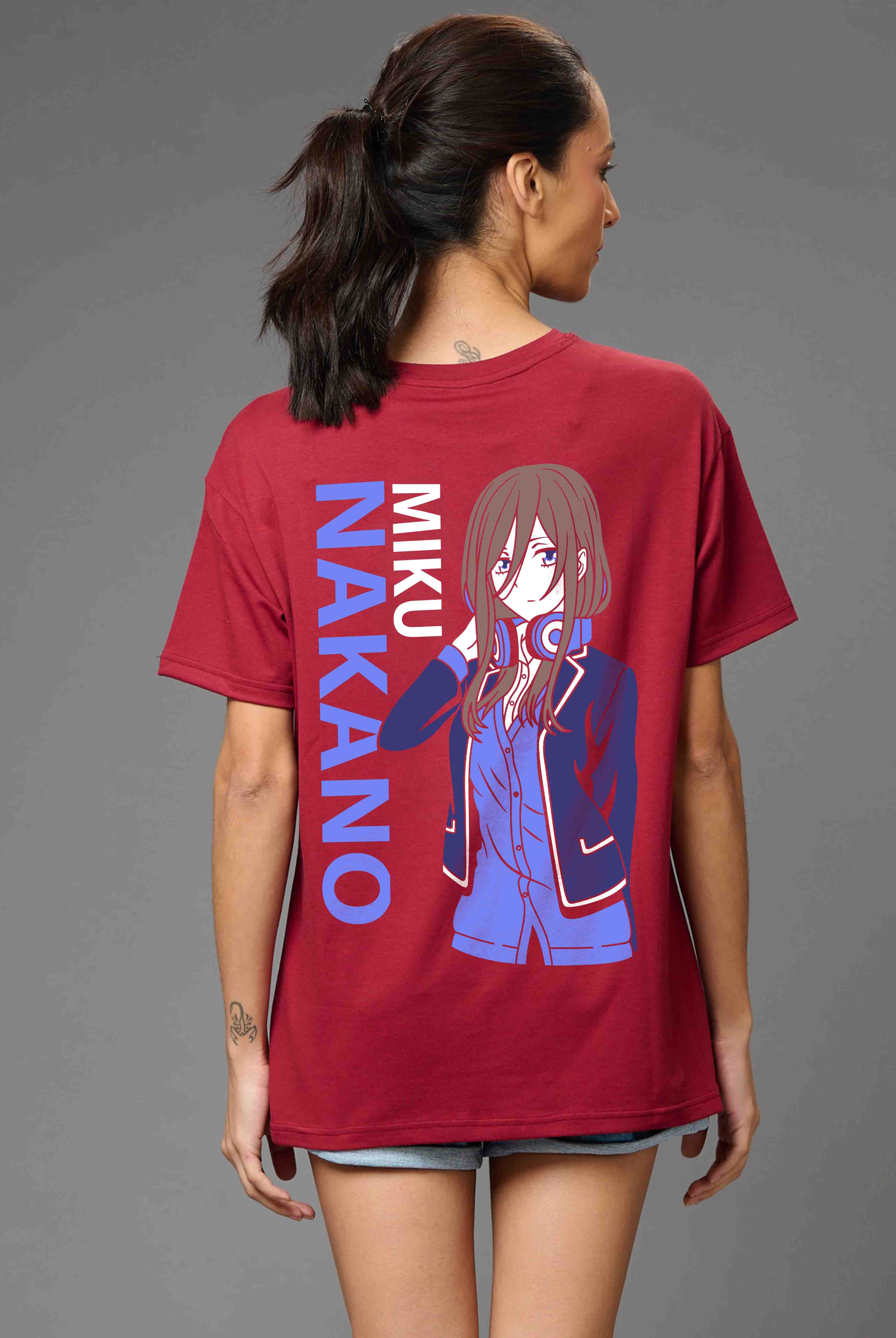 Miku Nakano Women's Maroon Oversized Anime T-Shirt