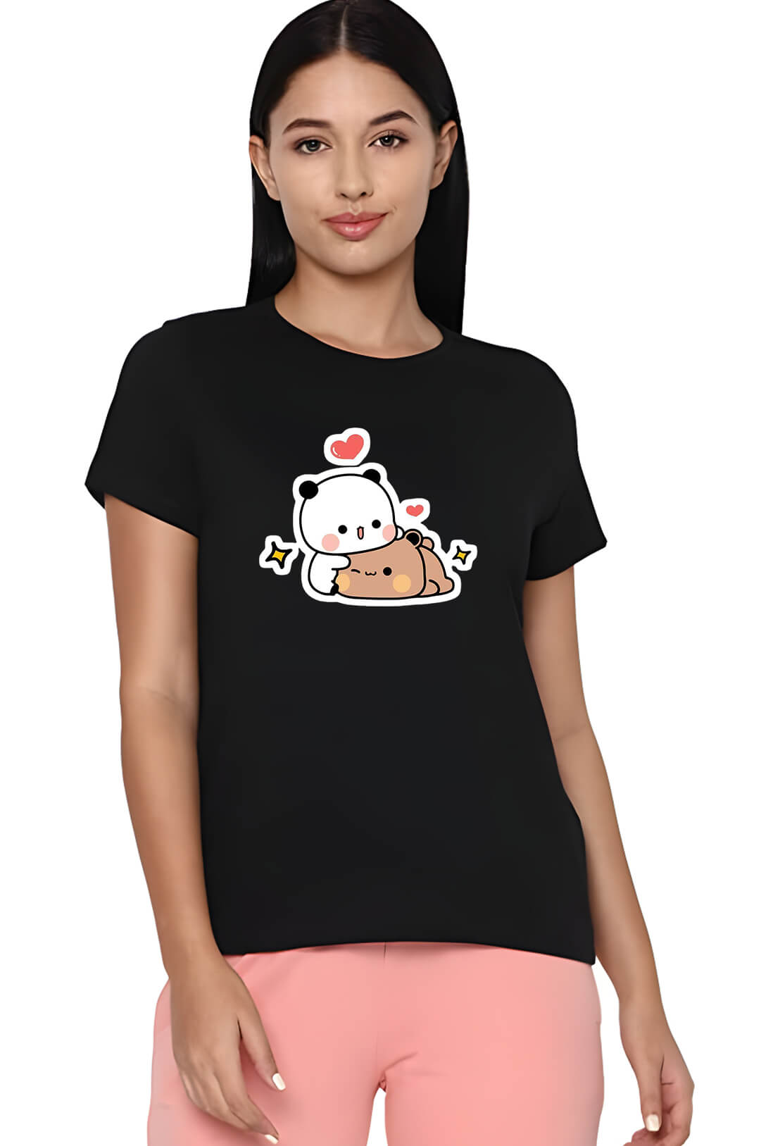 Bear & Panda Printed Women's Cotton T-Shirt