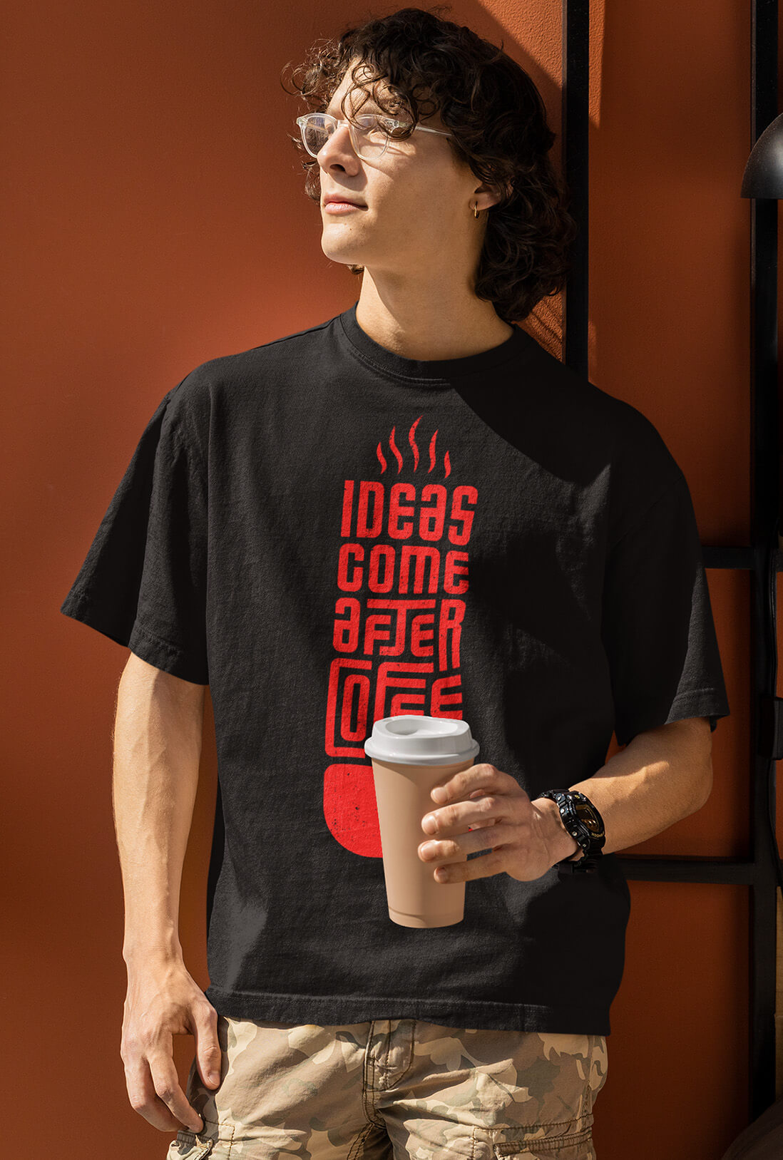 Idea Come After Coffee Men's Oversized T-Shirt