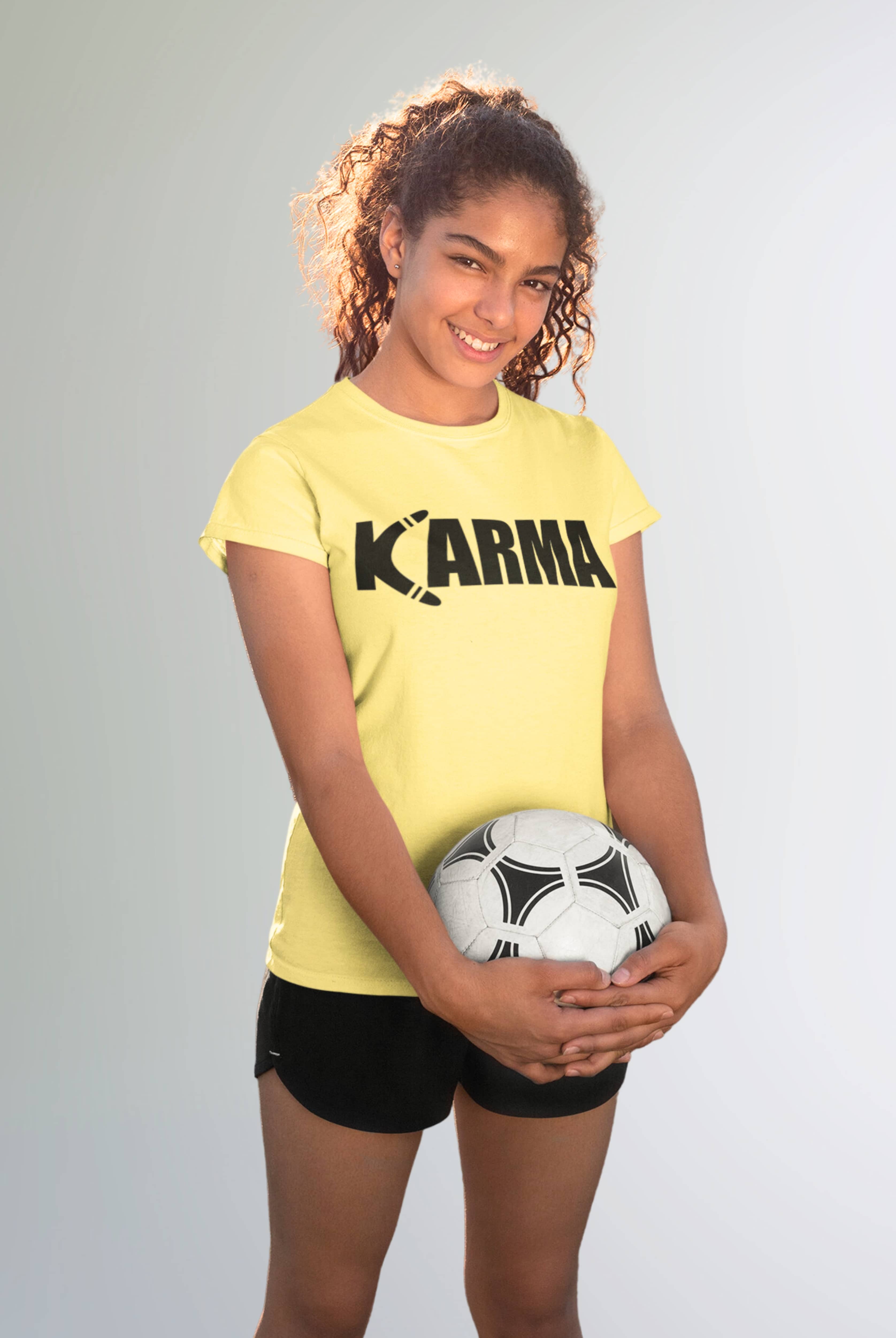 Karma Women's Light Yellow Cotton T-Shirts