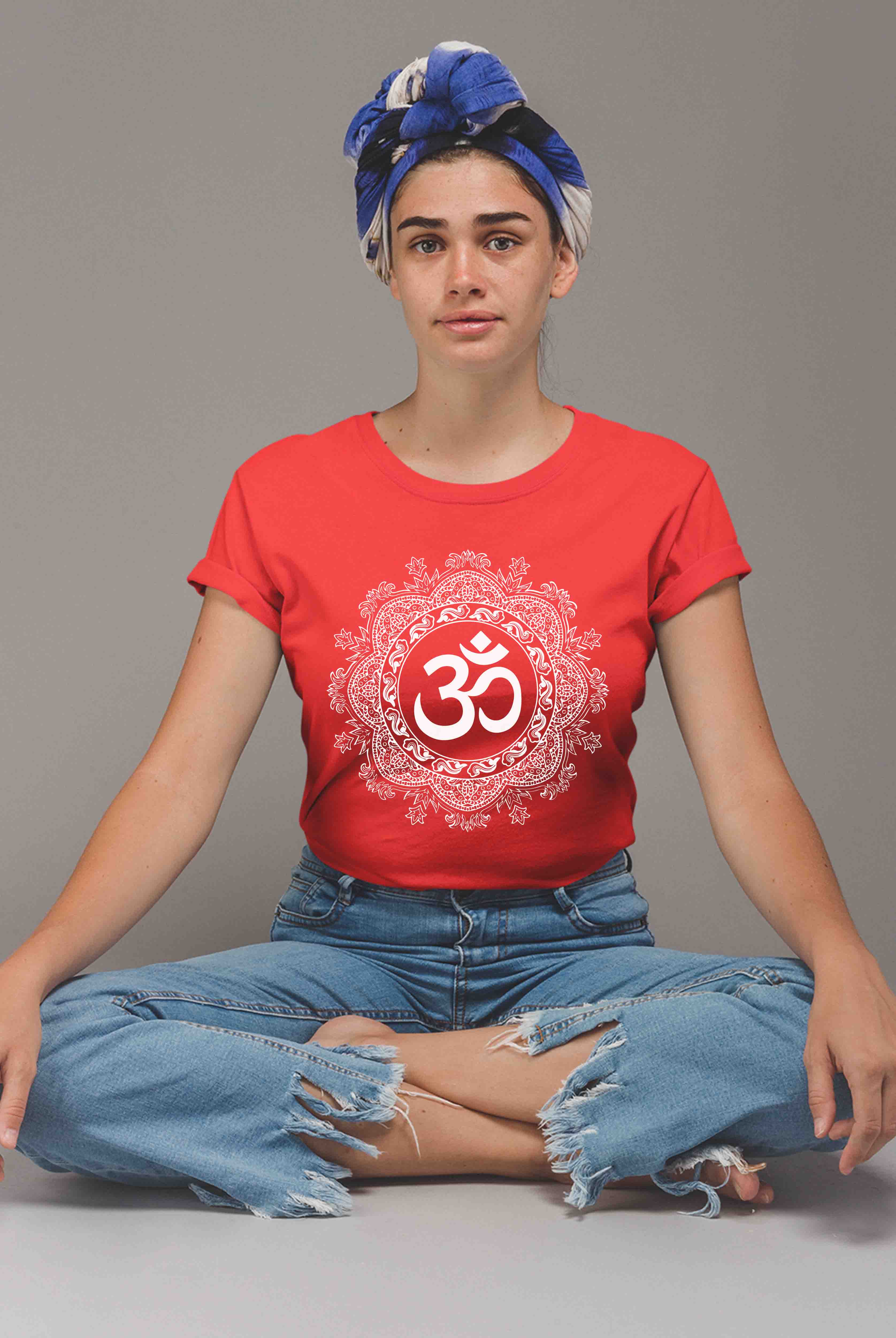 Om Women's Scarlet Red  Cotton T-Shirt