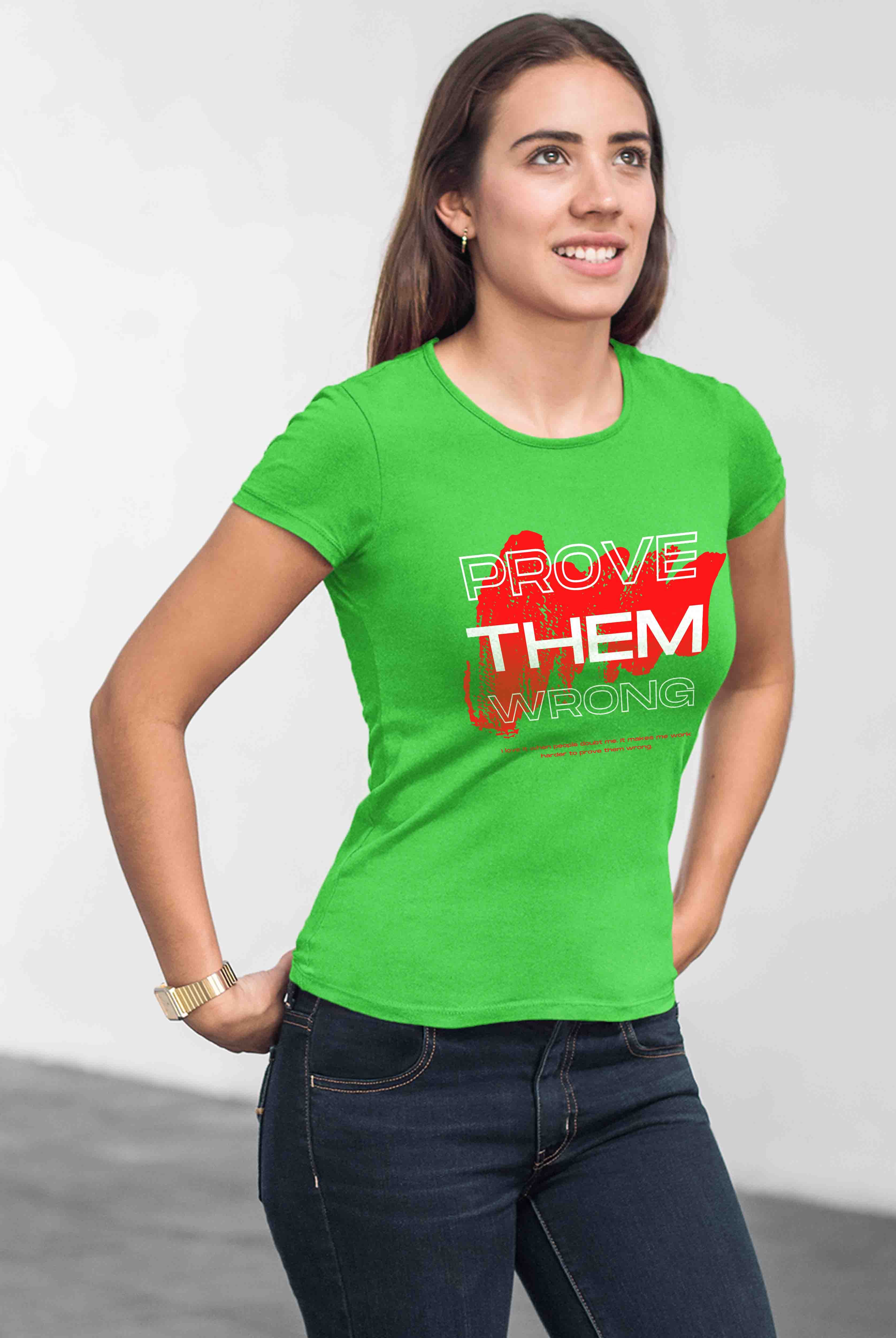 Prove Them Women's Parrot Green Cotton T-Shirt