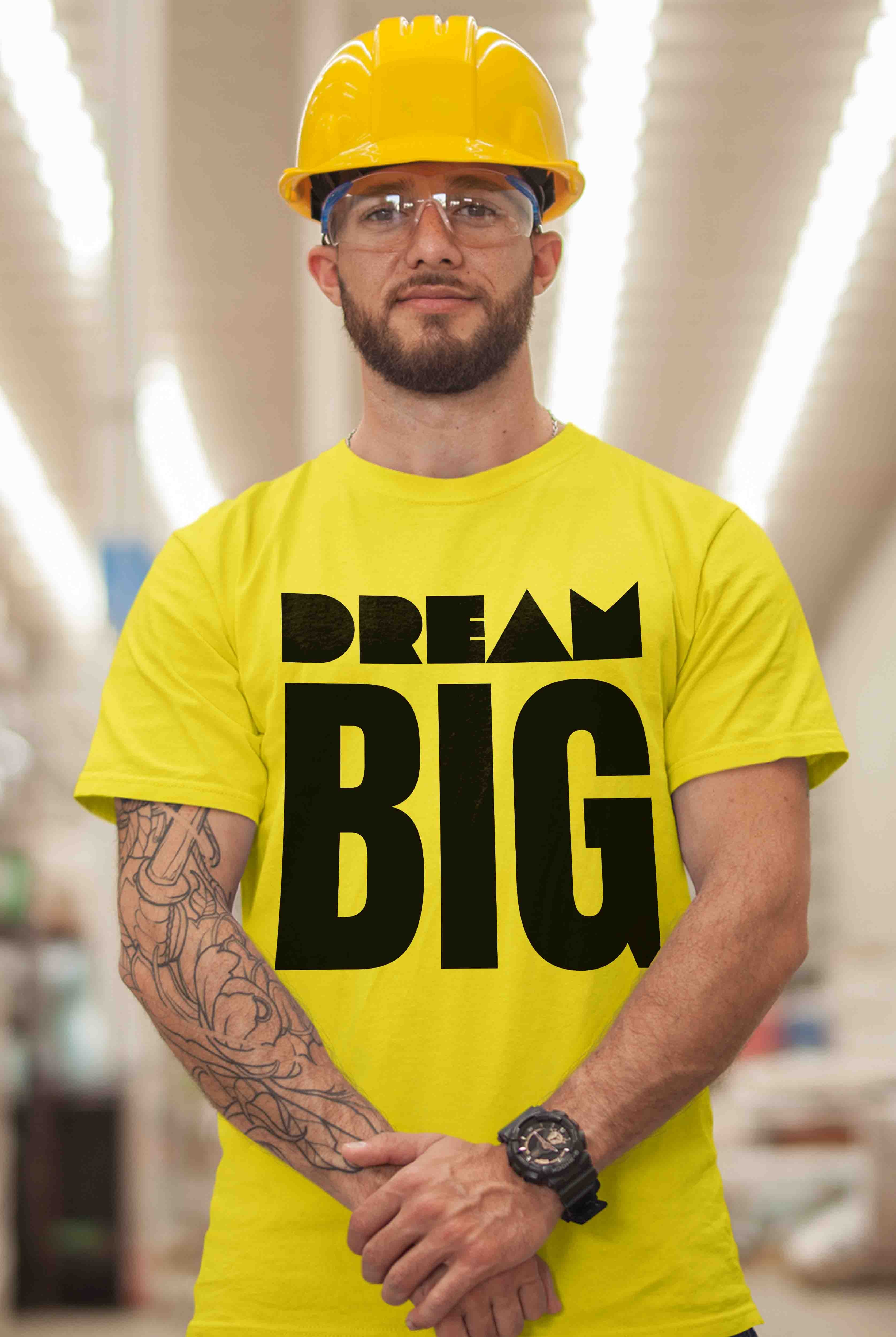 Dream Big Men's Yellow Cotton T-Shirt