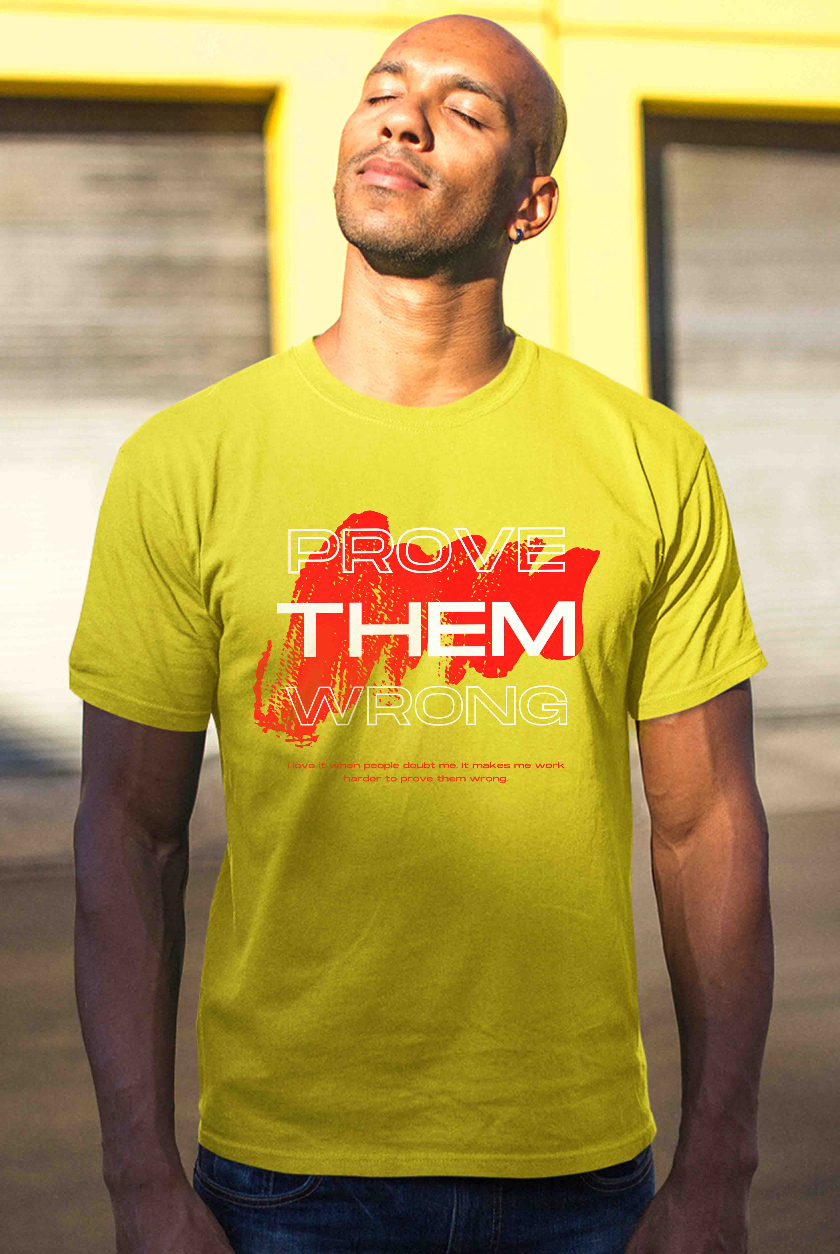 Prove Them Wrong Men's Yellow Cotton T-Shirt