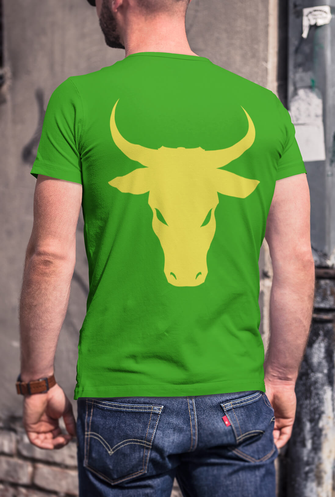 Bull Men's Back Printed T-Shirt