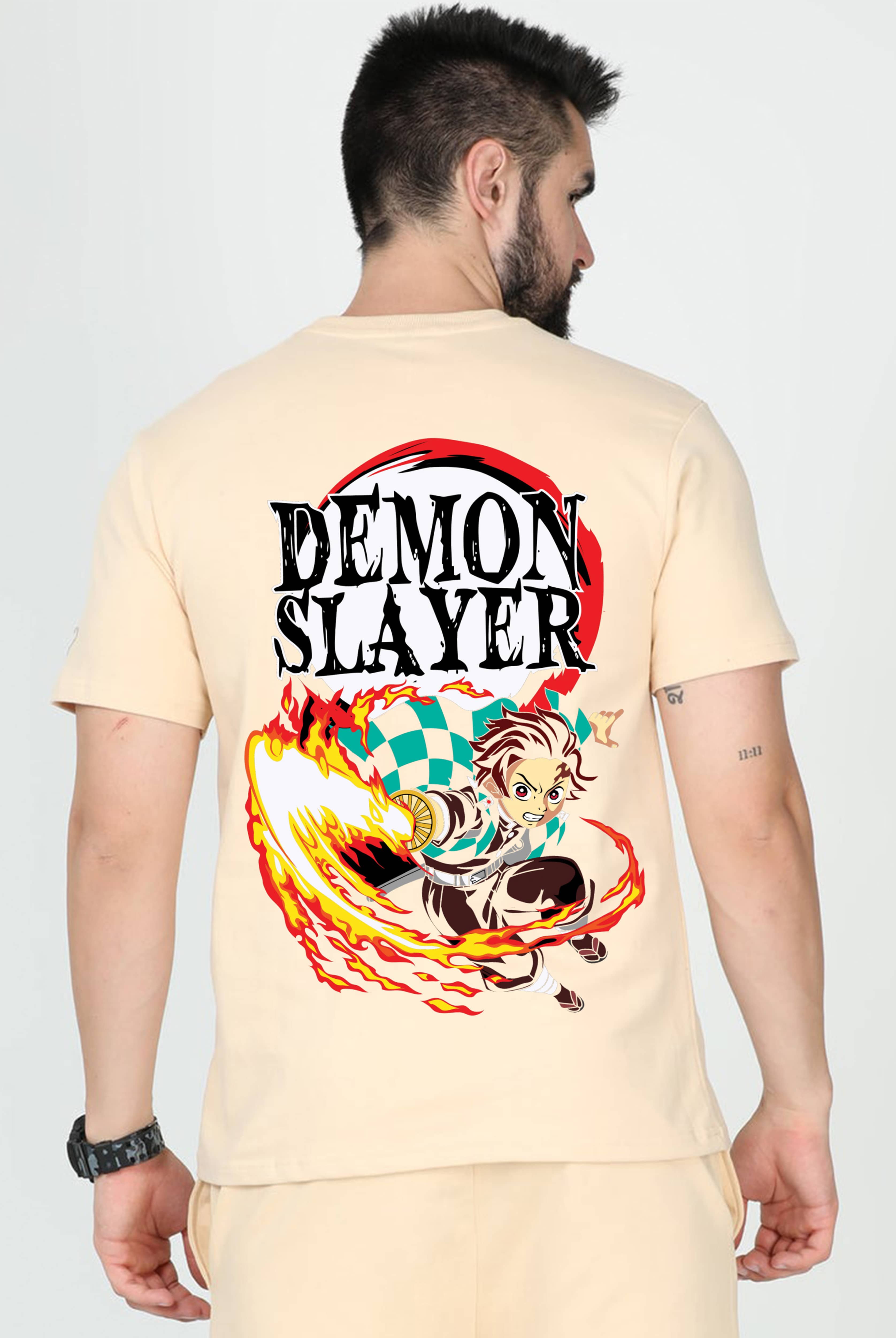 Demon Slayer Oversized Beige T-Shirt