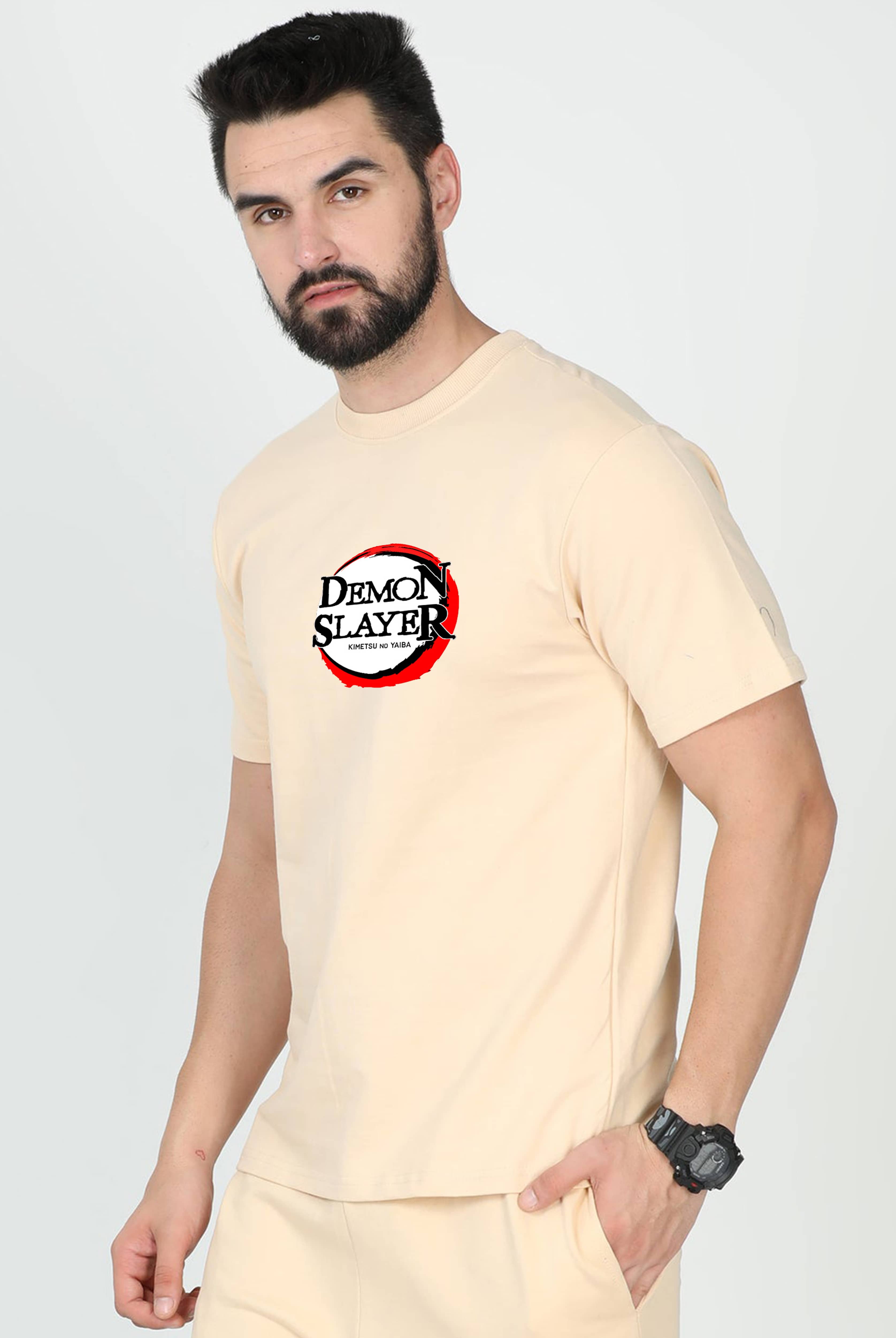 Demon Slayer Oversized Beige T-Shirt