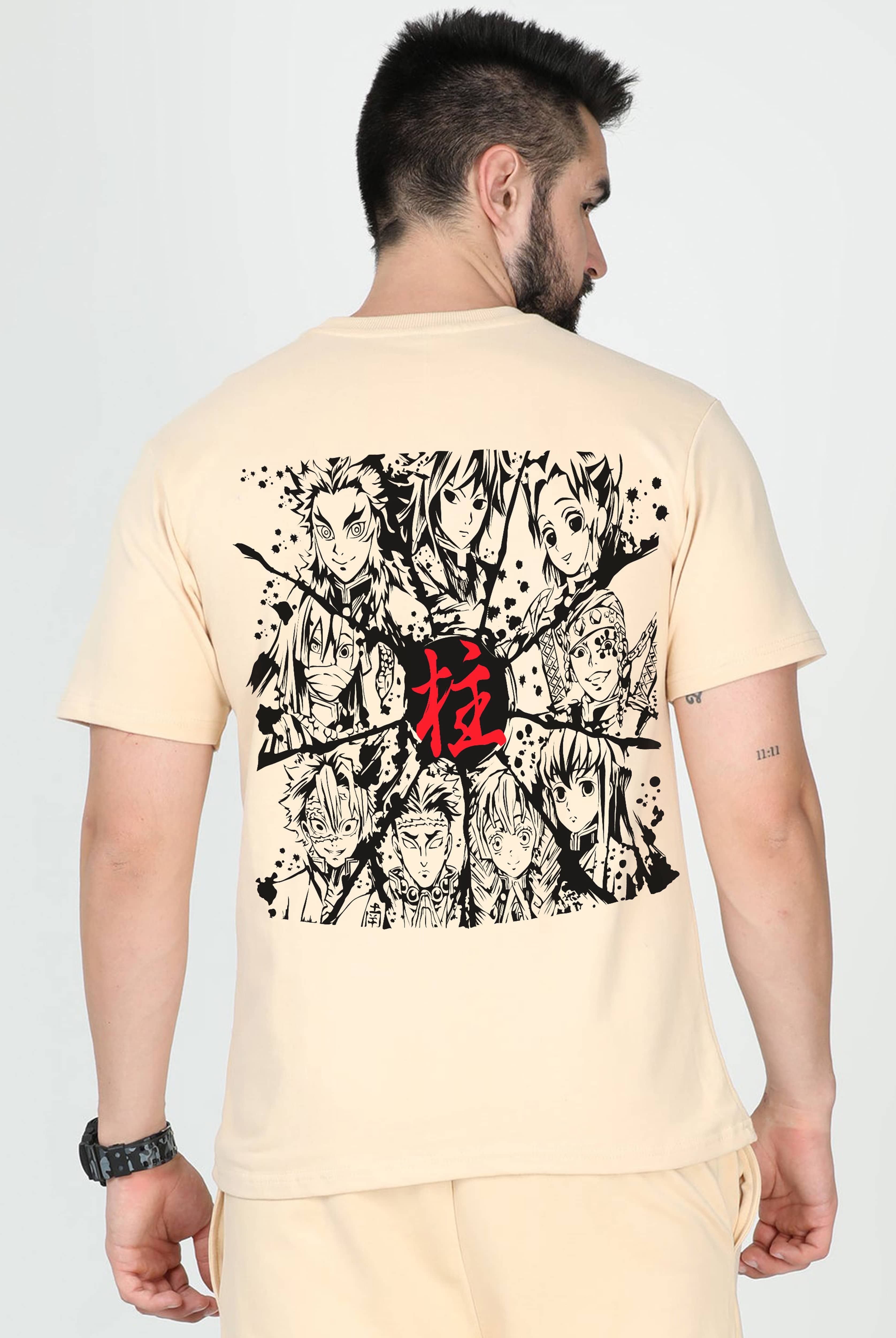 Demon Slayer 2 Men's Beige Oversized T-Shirt