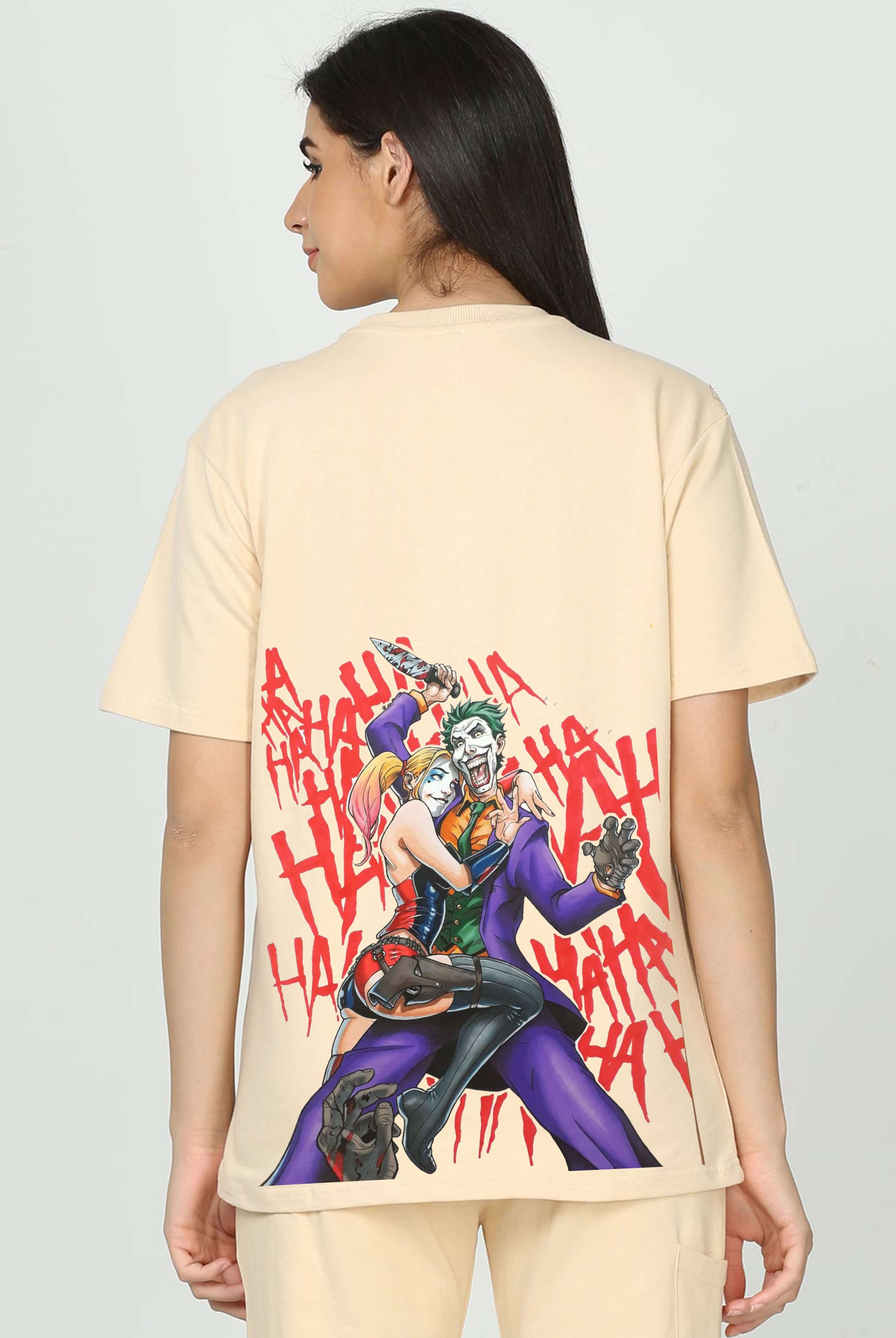 Suicide Squad Women's Beige Oversized T-Shirt