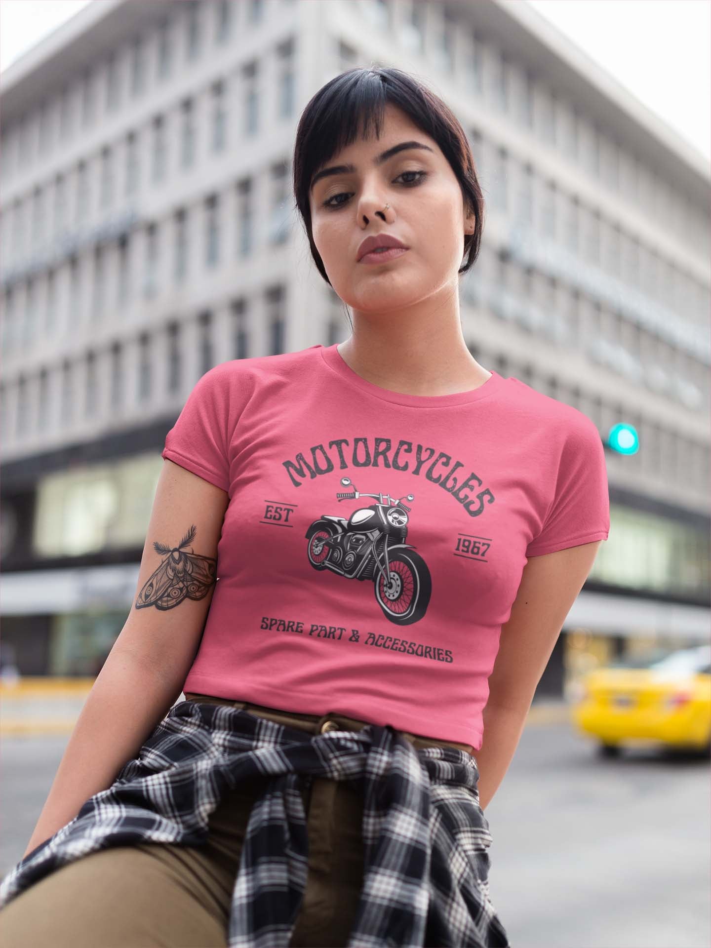 Motorcycles  Women's Peach Cotton T-Shirts