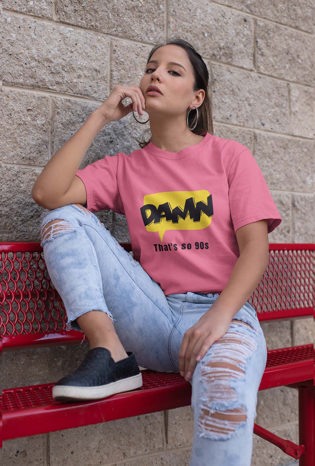 Damn Women's Peach Cotton T-Shirt