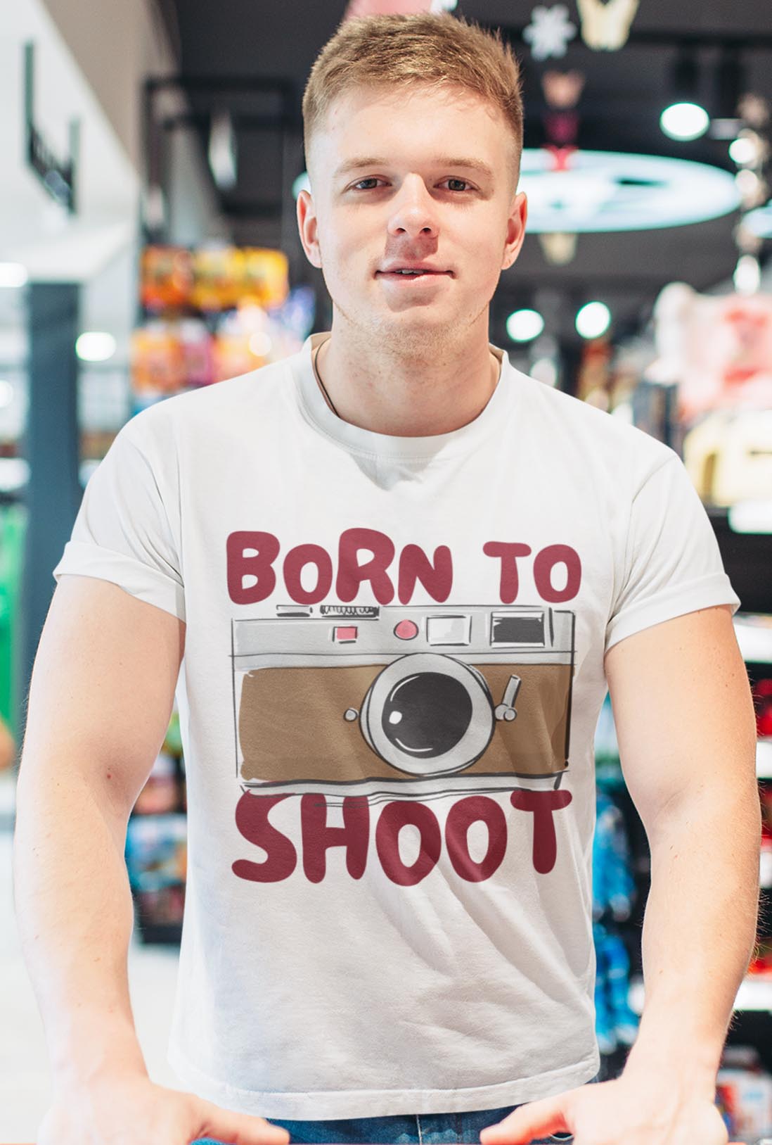 Born To Shoot Men's White Cotton T-Shirt