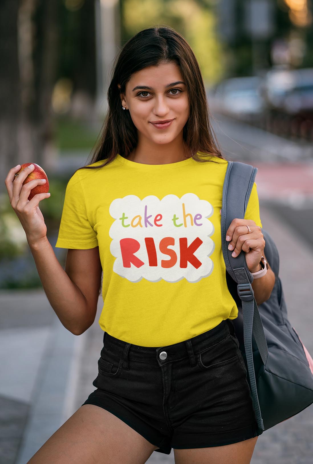 Take The Risk Women's Cheerful Yellow Cotton T-Shirt